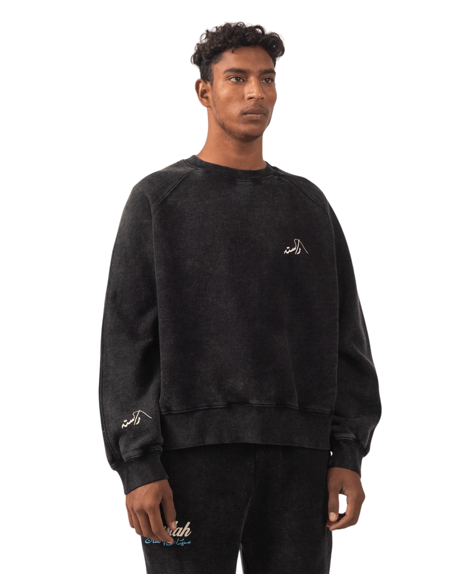 Black acid wash sweatshirt made in PAK (V4) - Image 7