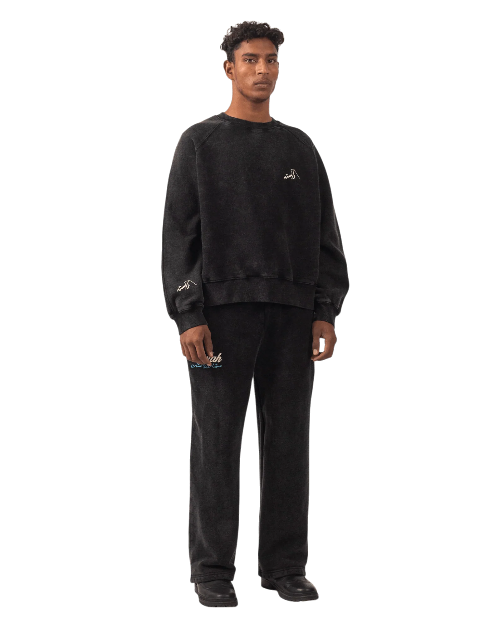 Black acid wash sweatshirt made in PAK (V4) - Image 8