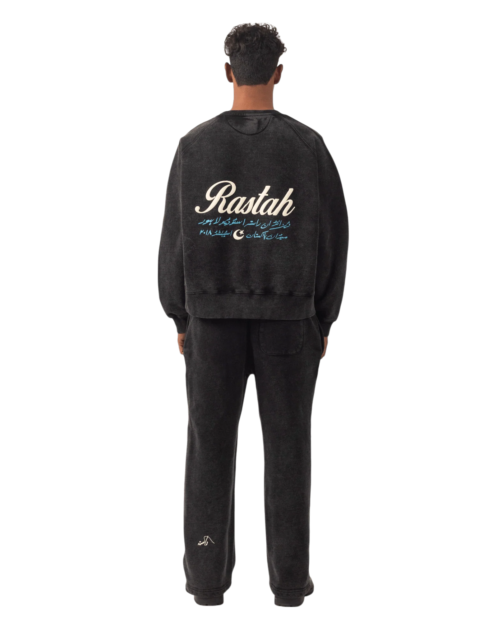Black acid wash sweatshirt made in PAK (V4) - Image 9