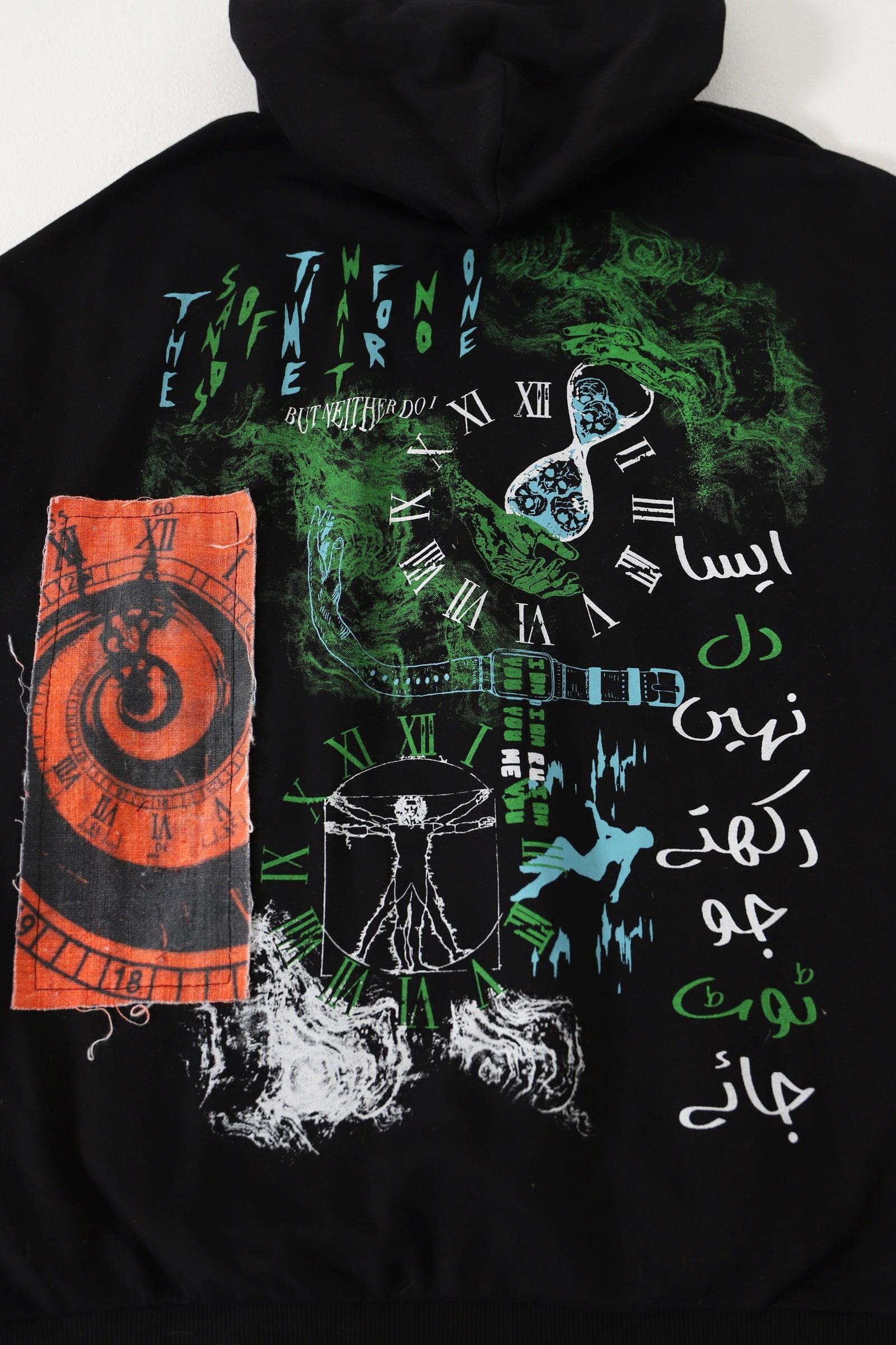 "Time is fleeting" printed black hoodie - Image 6