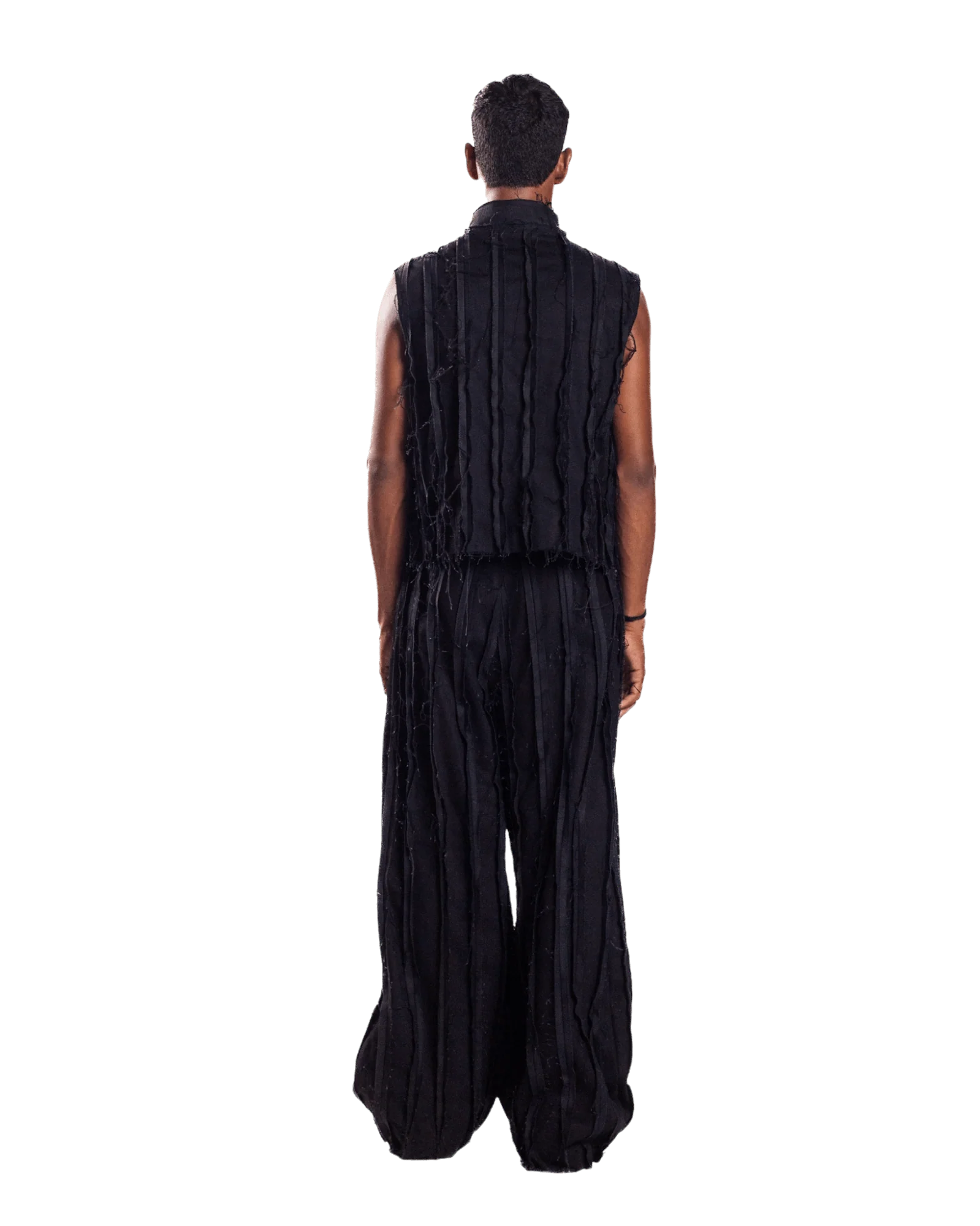 Black distressed denim vest - Image 6