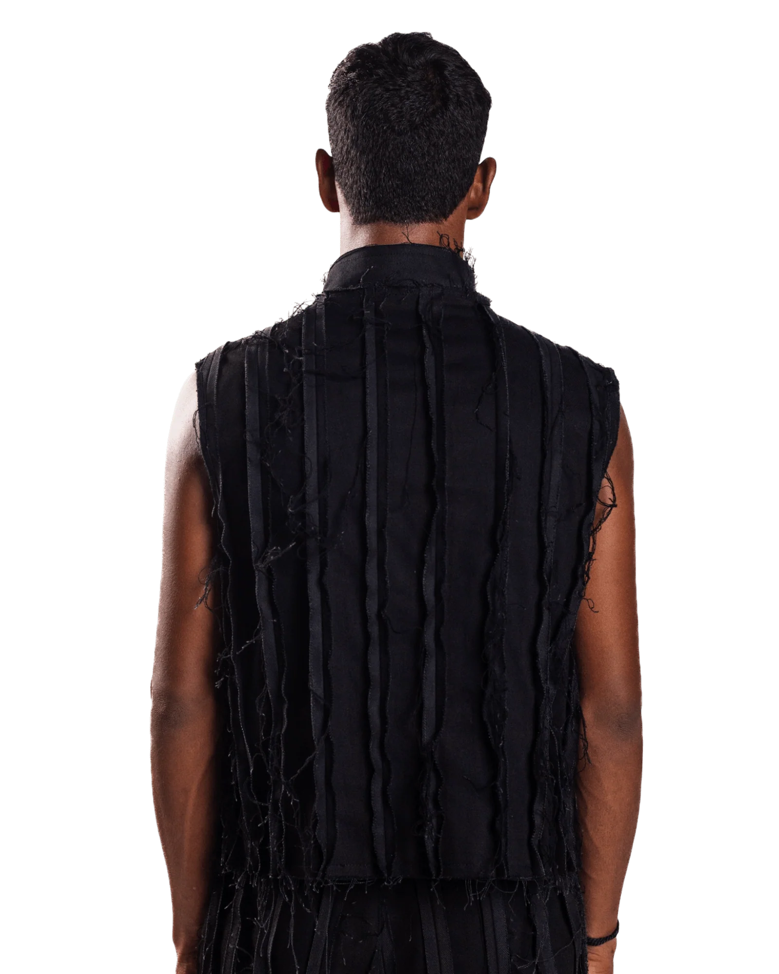 Black distressed denim vest - Image 7