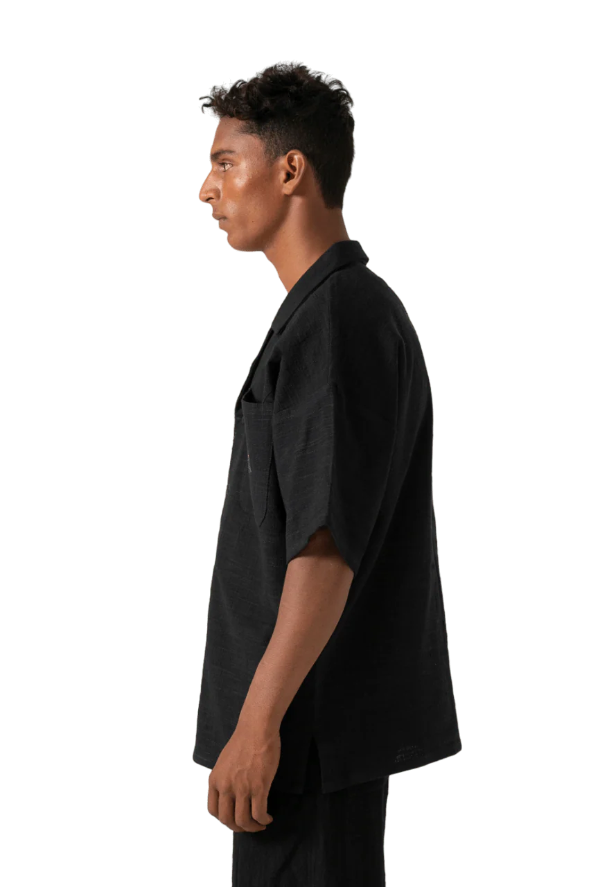 Black handwoven button-down - Image 4