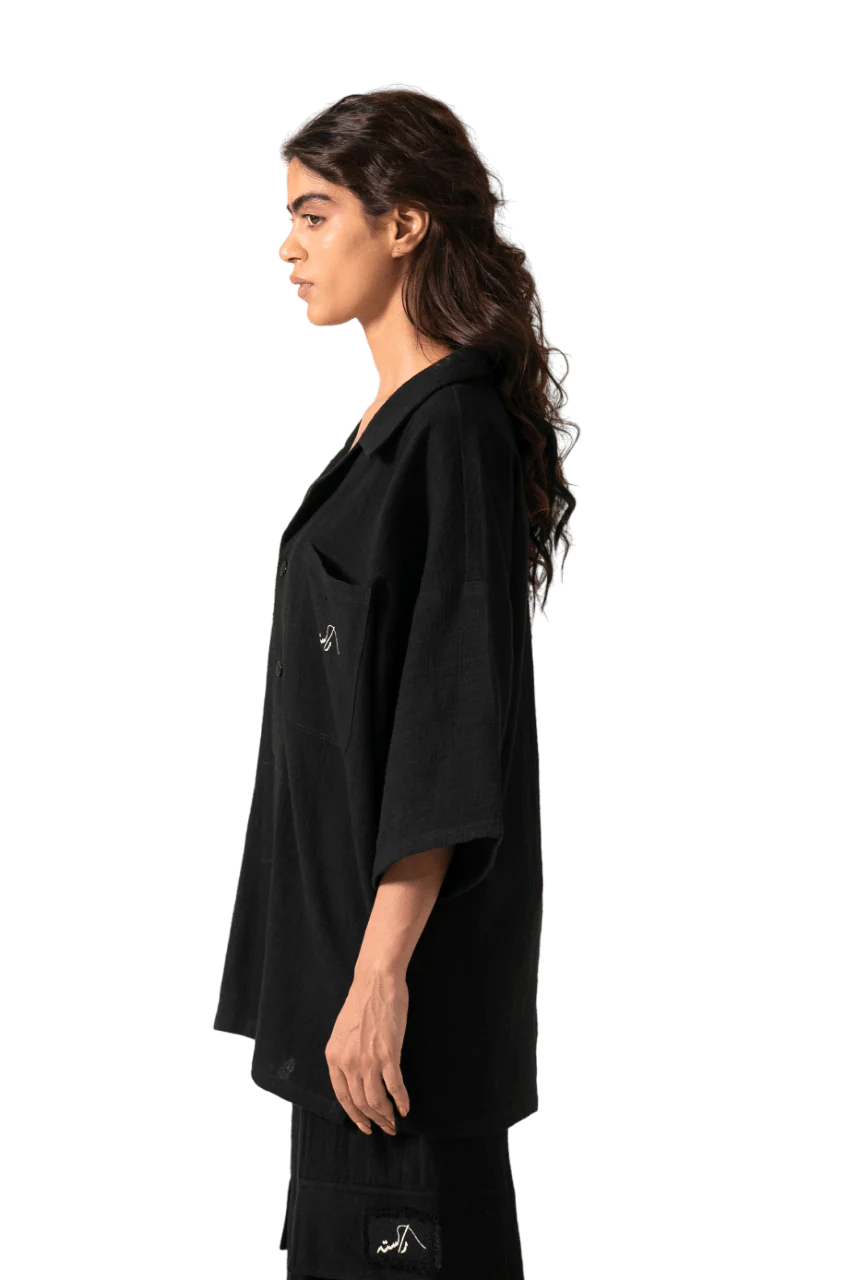 Black handwoven button-down - Image 8