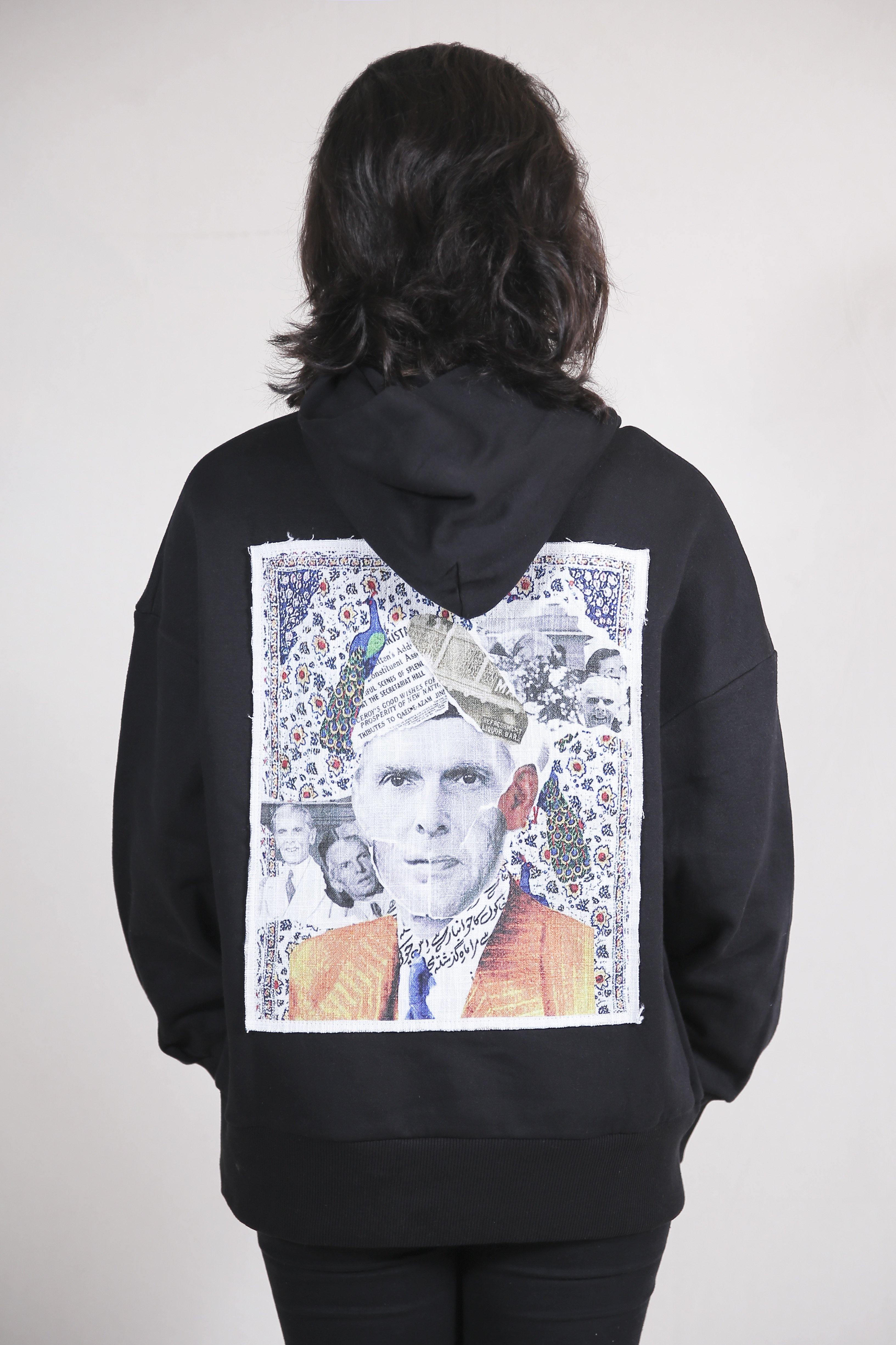 Black jinnah collage hoodie - Image 6