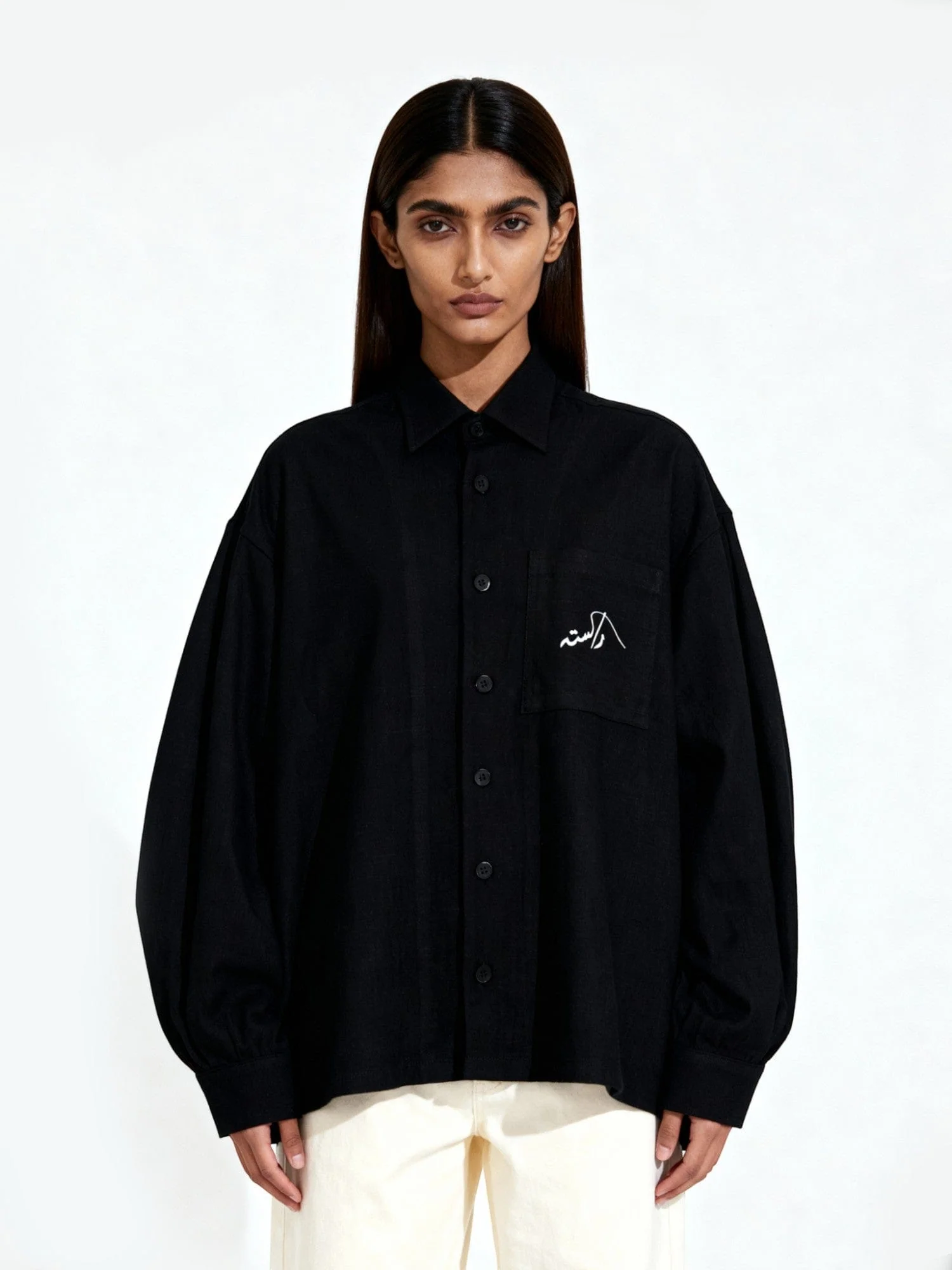 Handwoven black button-down - Image 7