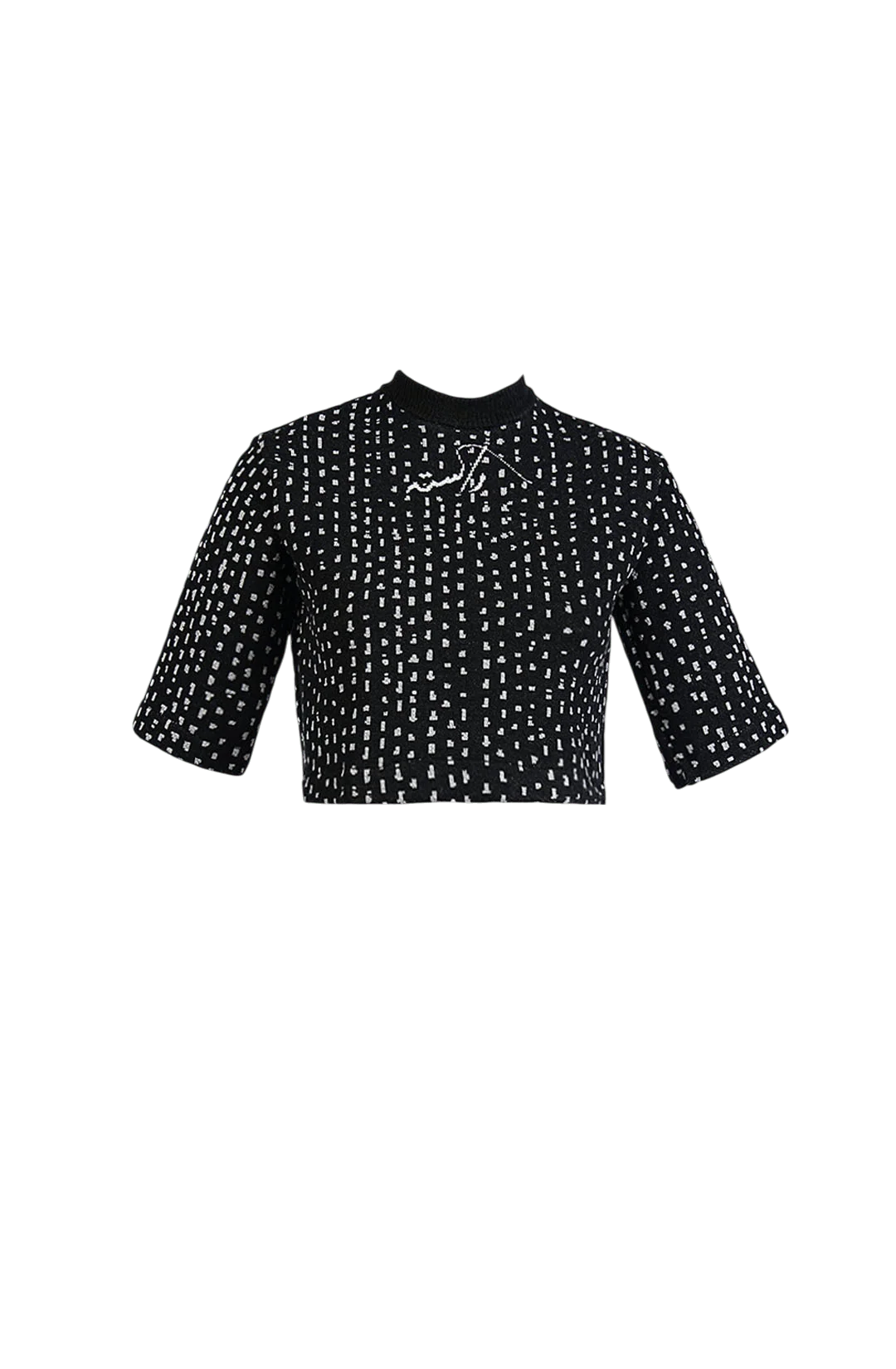 Black knit jacquard crop top - Image 3