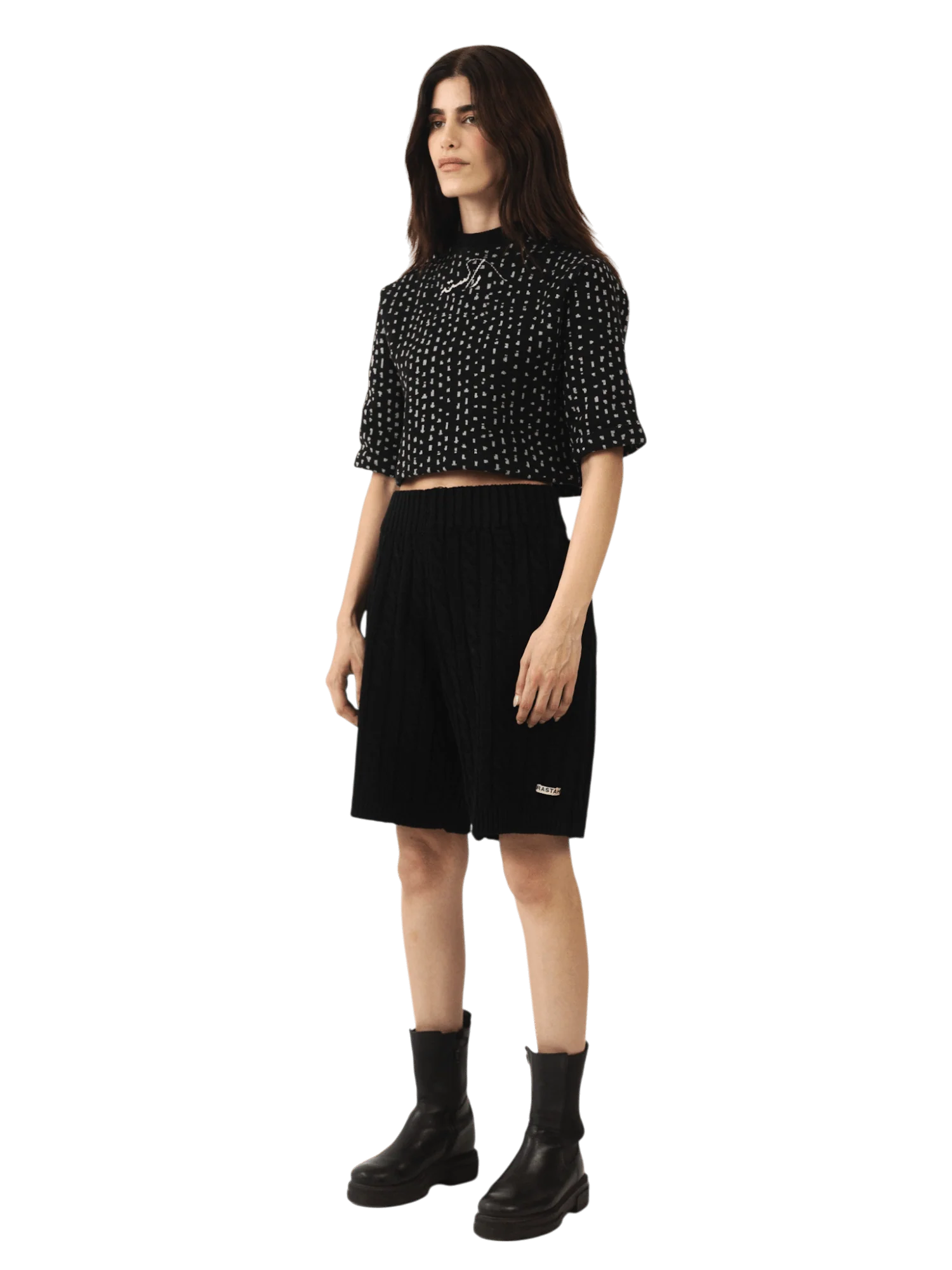 Black knit jacquard crop top - Image 7