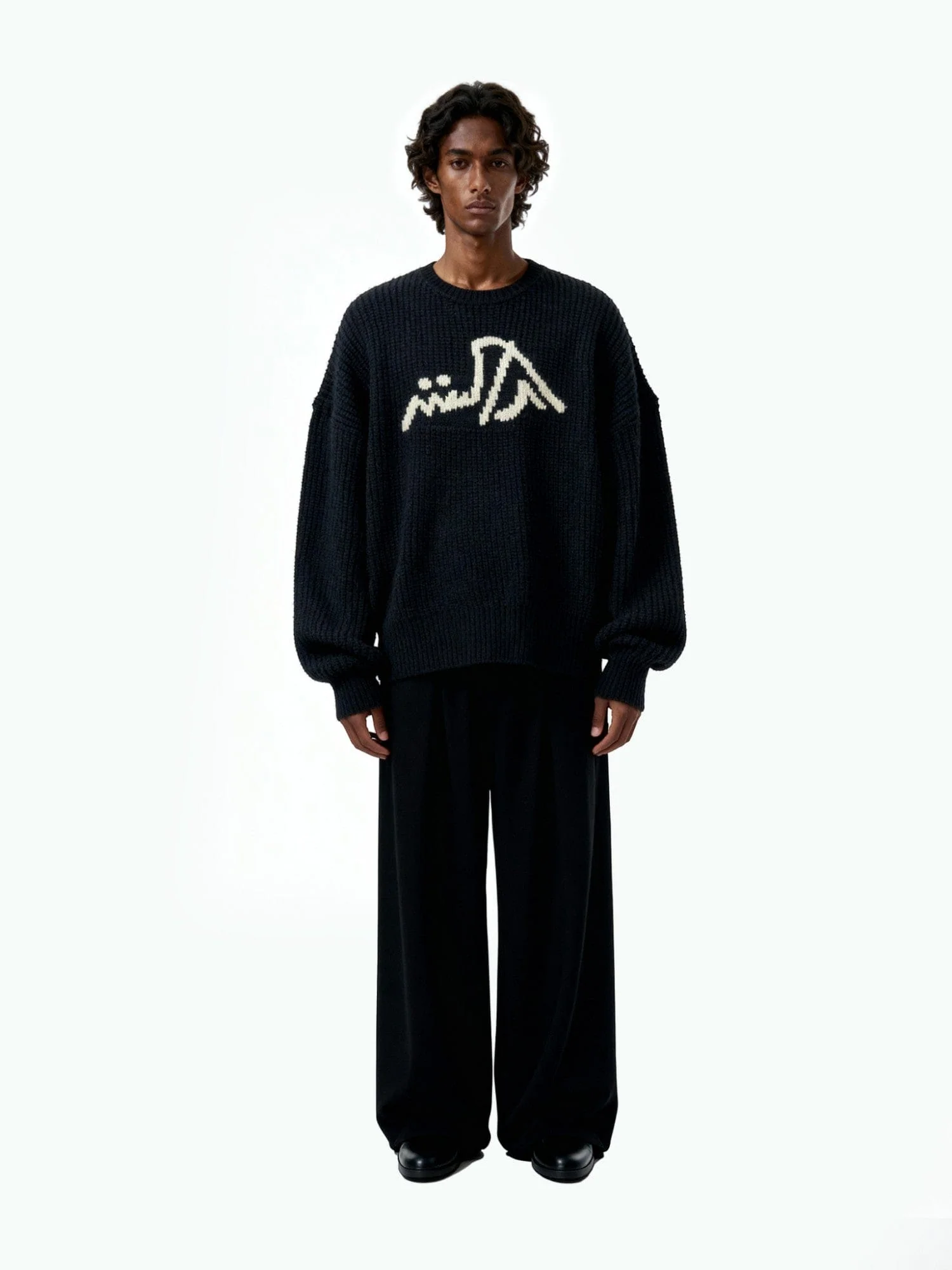 Black chunky knit logo sweater - Image 4
