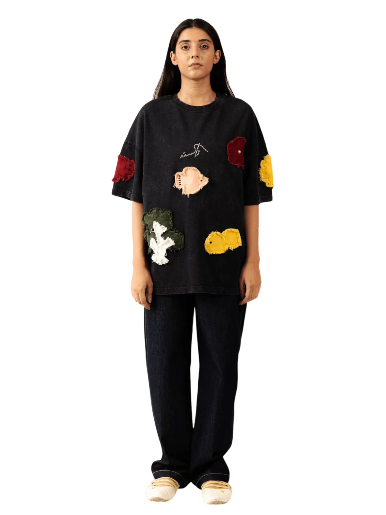 Black patchwork T-shirt - Image 9