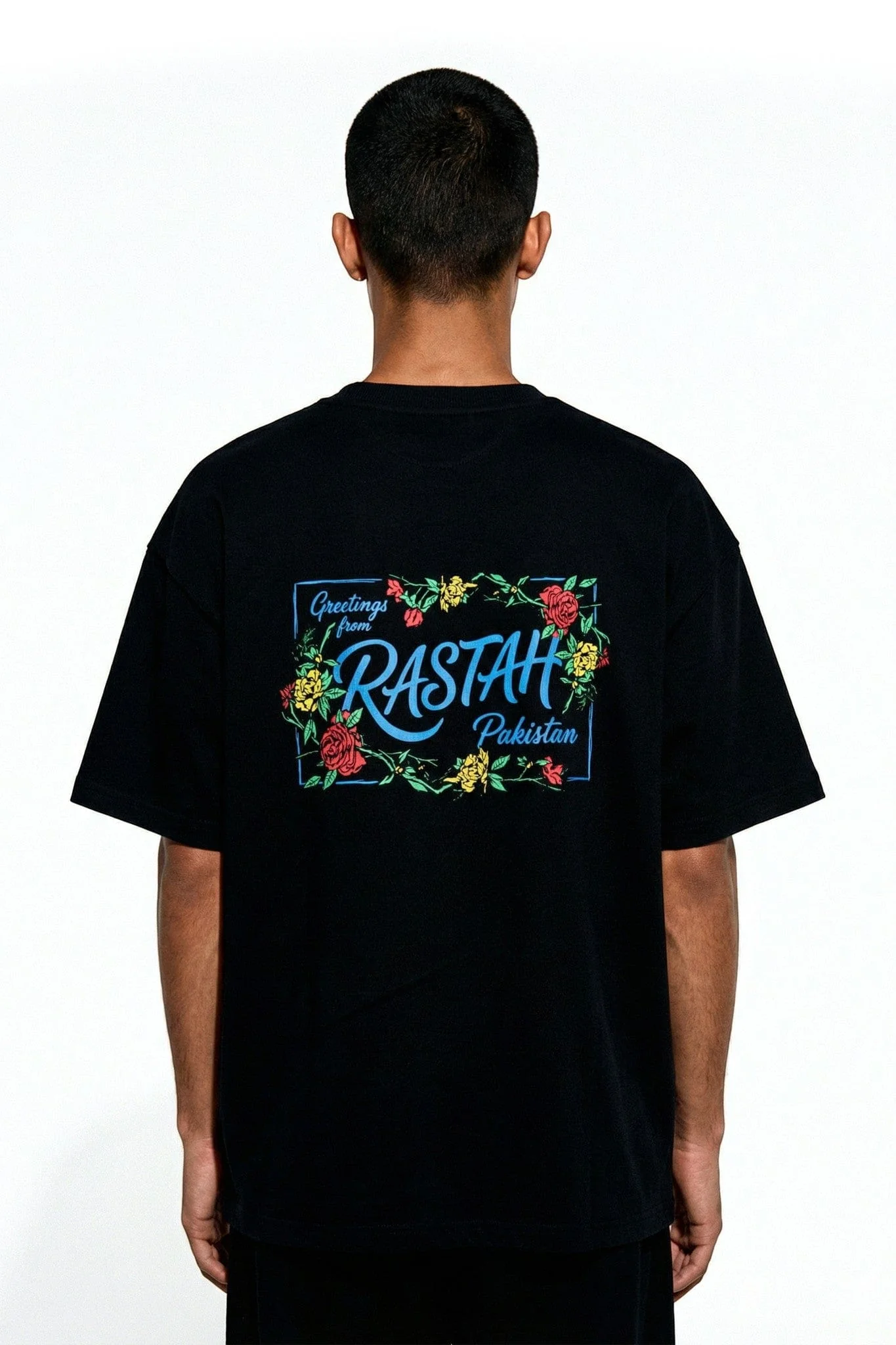 Black postcard T-shirt - Image 2