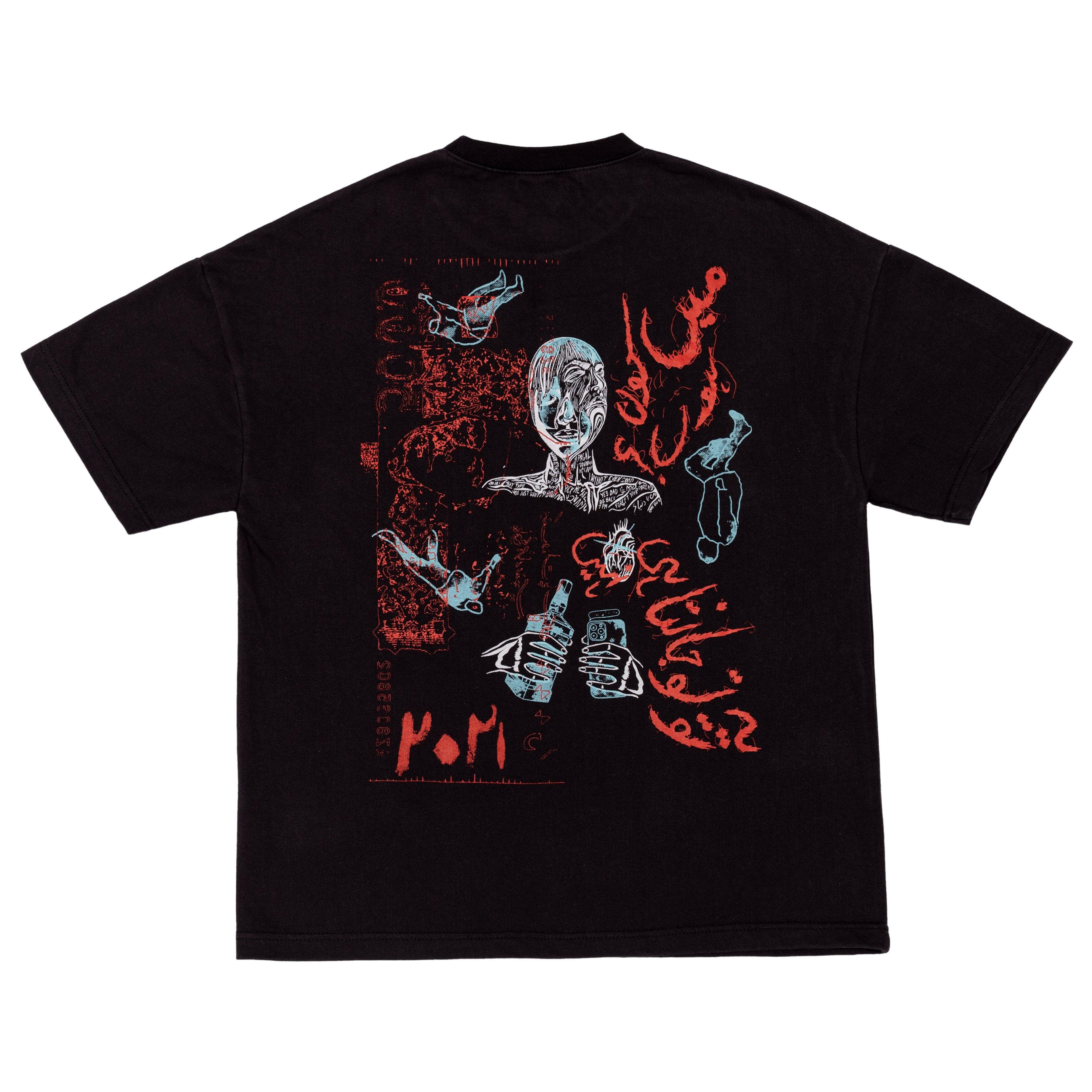 Alyan tareen "falling faces" collab T-shirt