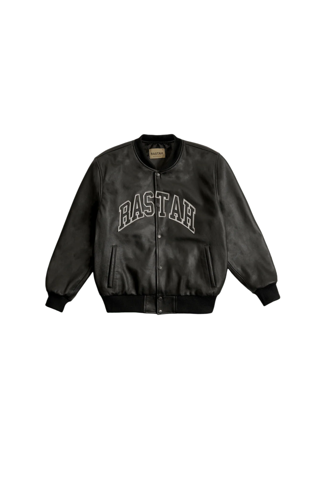 Black varsity leather jacket