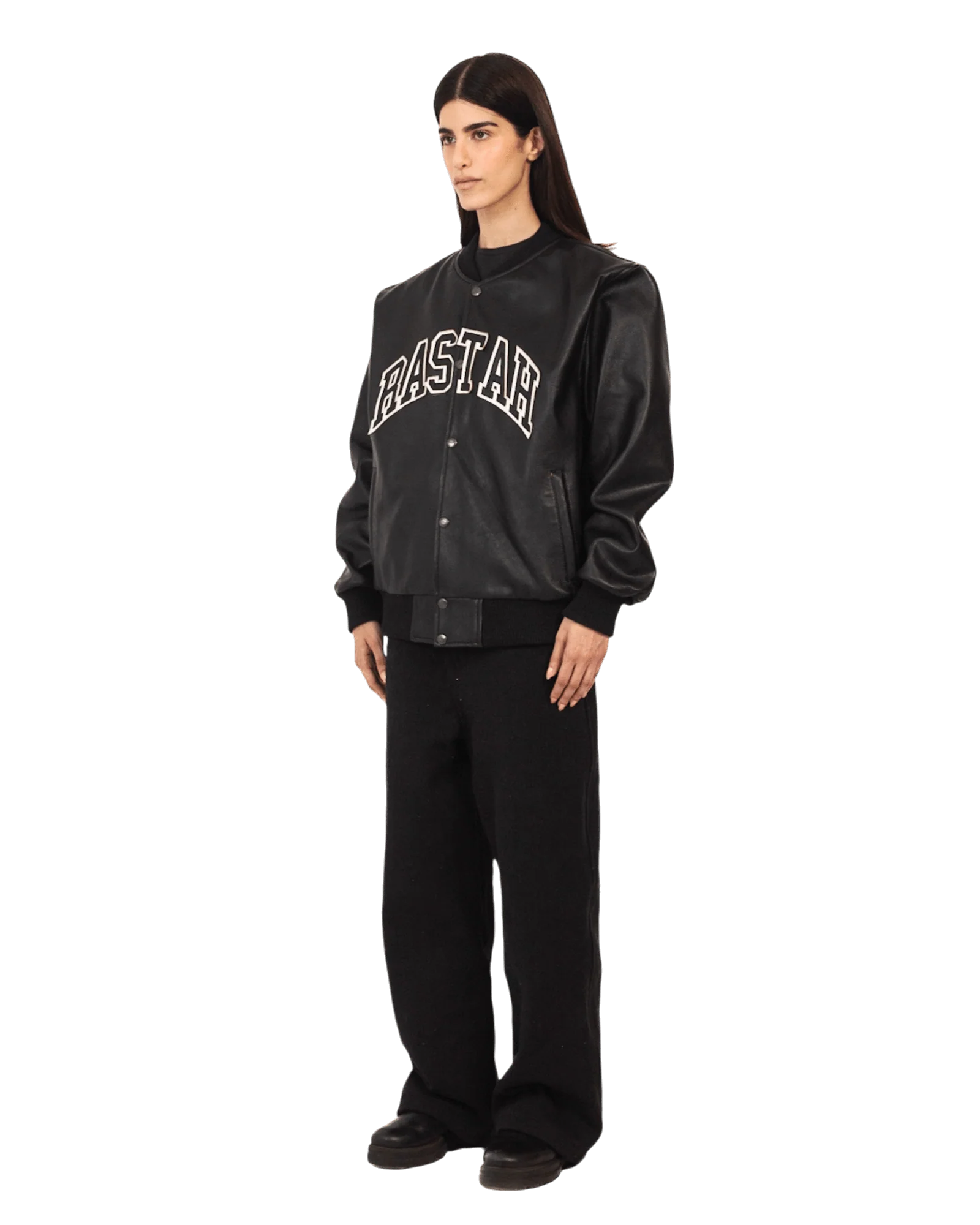 Black varsity leather jacket - Image 10