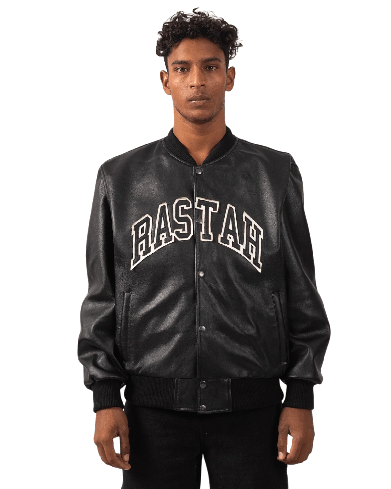 Black varsity leather jacket - Image 2