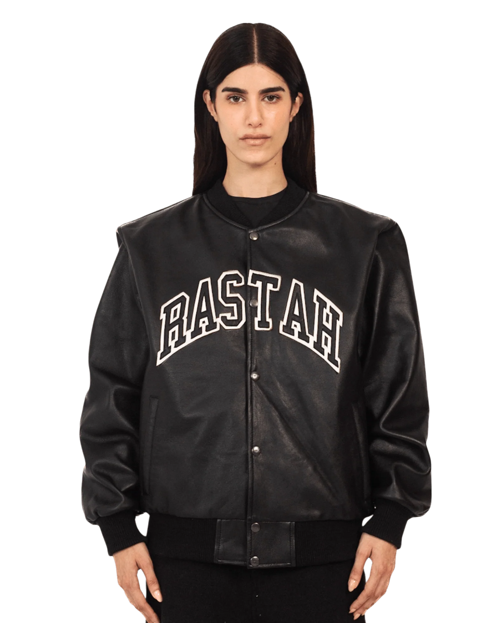 Black varsity leather jacket - Image 3