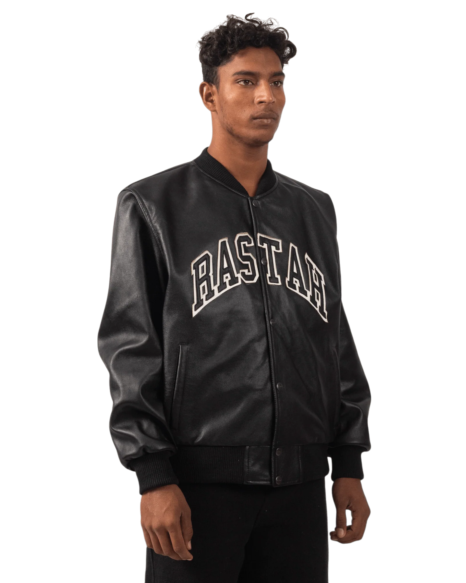 Black varsity leather jacket - Image 5