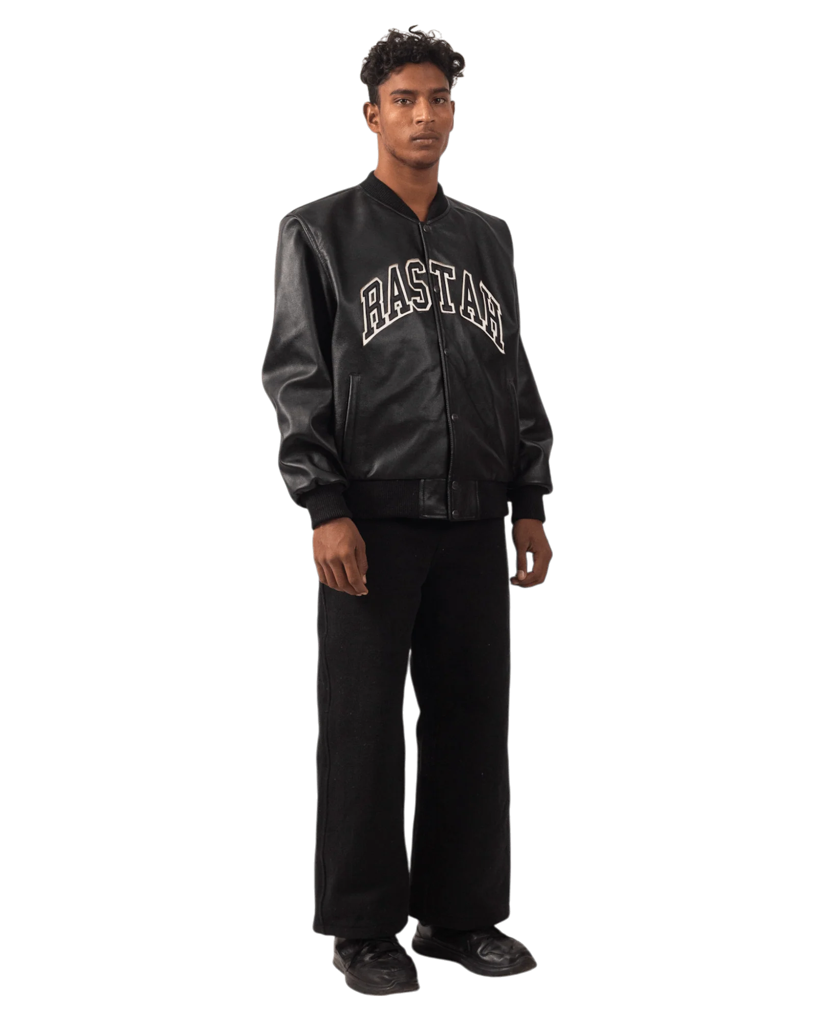 Black varsity leather jacket - Image 6