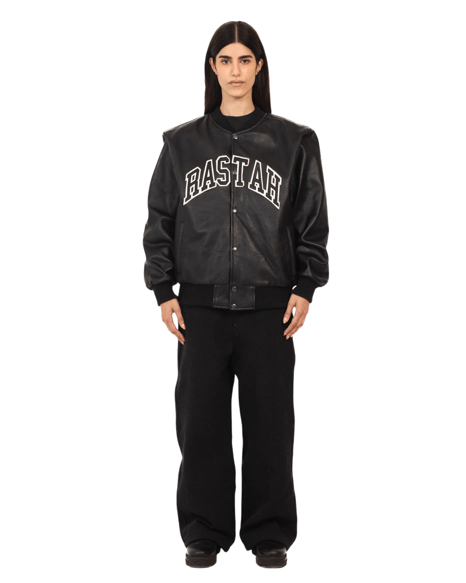Black varsity leather jacket - Image 9