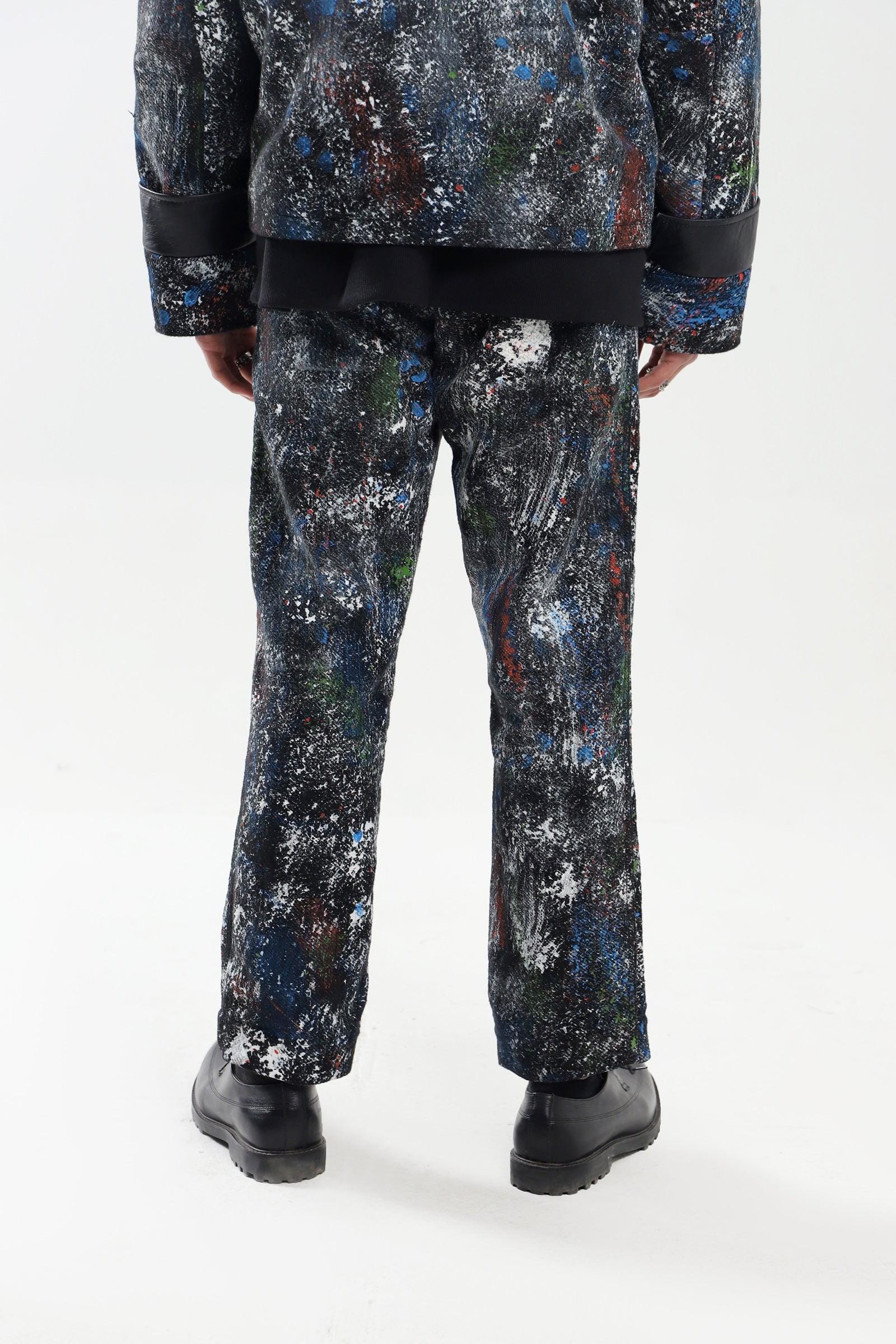 "Racing mind" handprinted denim trousers - Image 6