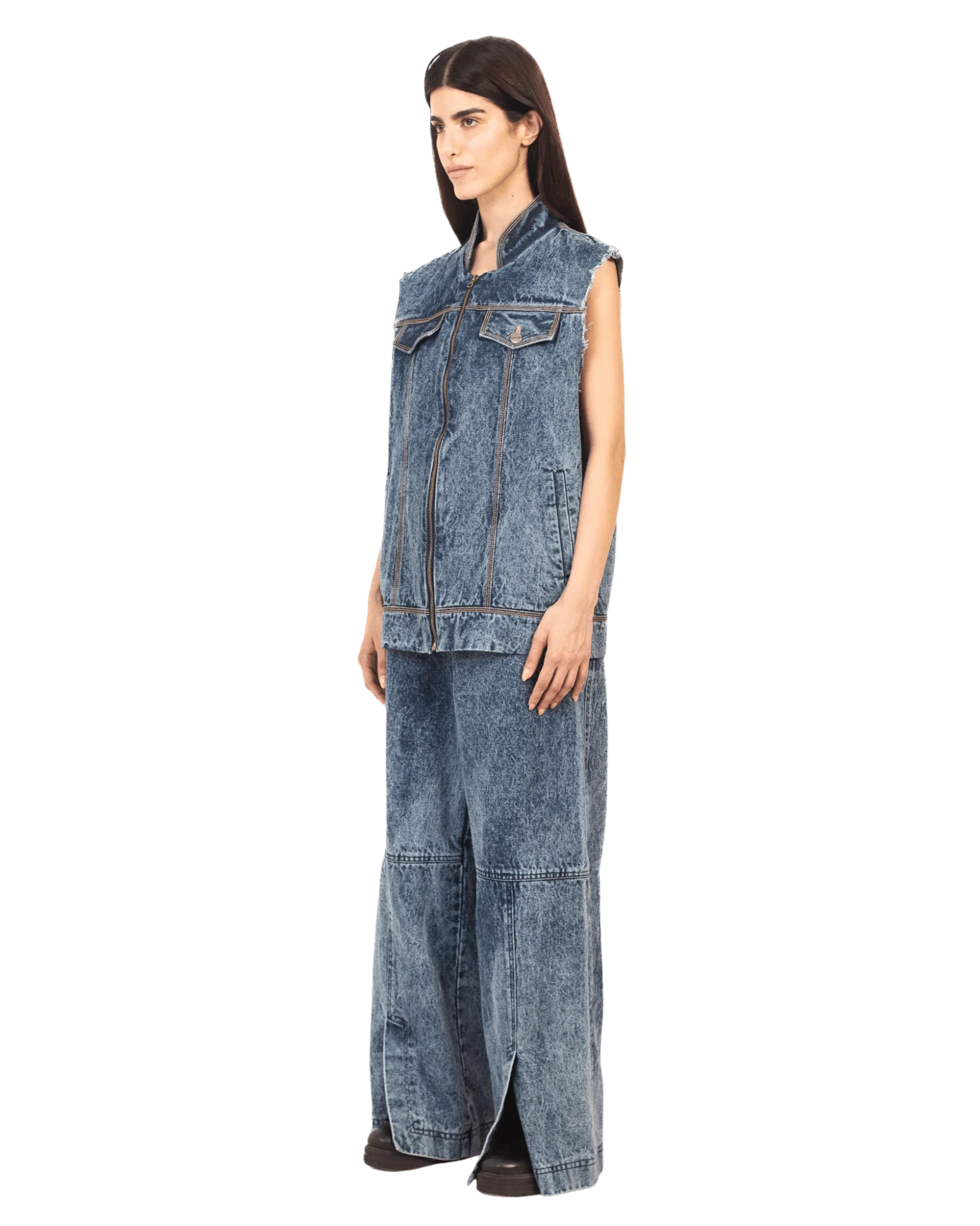 Blue acid wash denim vest - Image 11