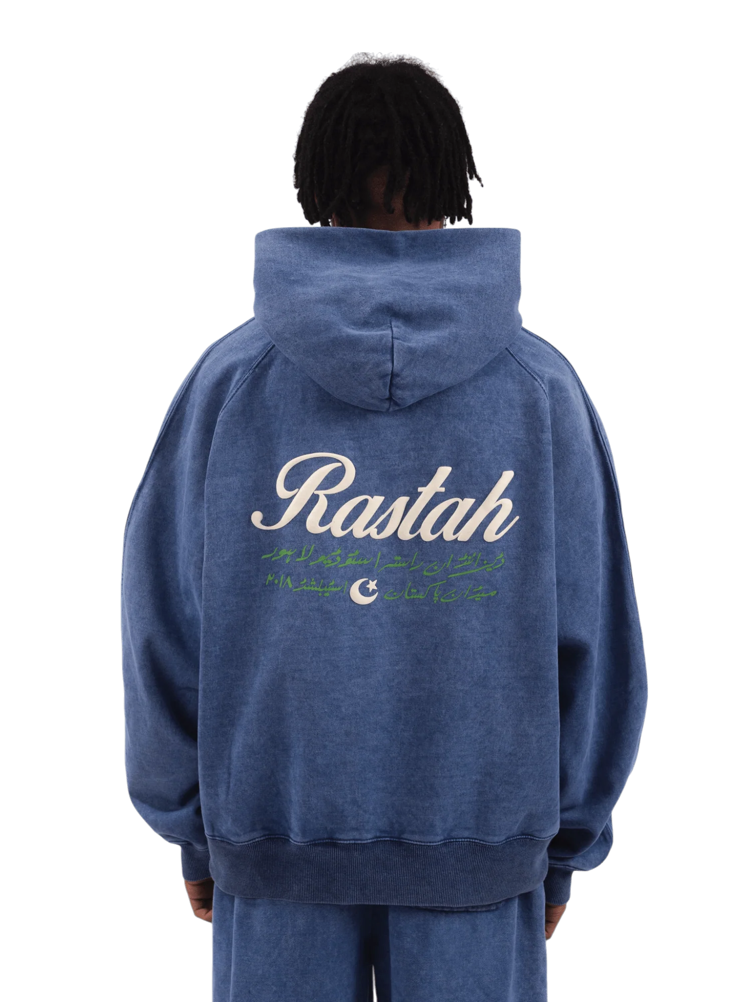 Blue acid wash made in PAK hoodie (V4) - Image 2
