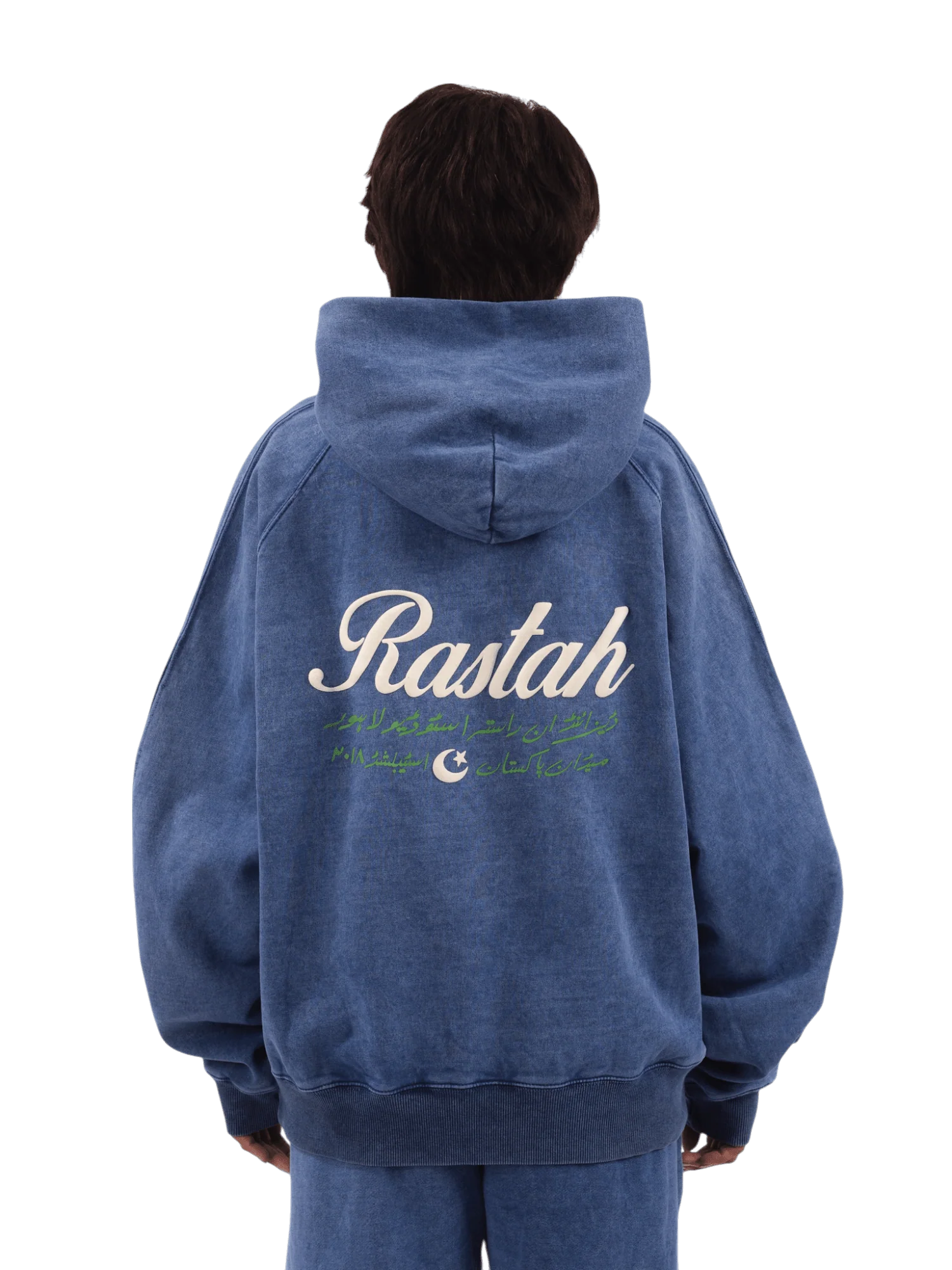 Blue acid wash made in PAK hoodie (V4) - Image 3