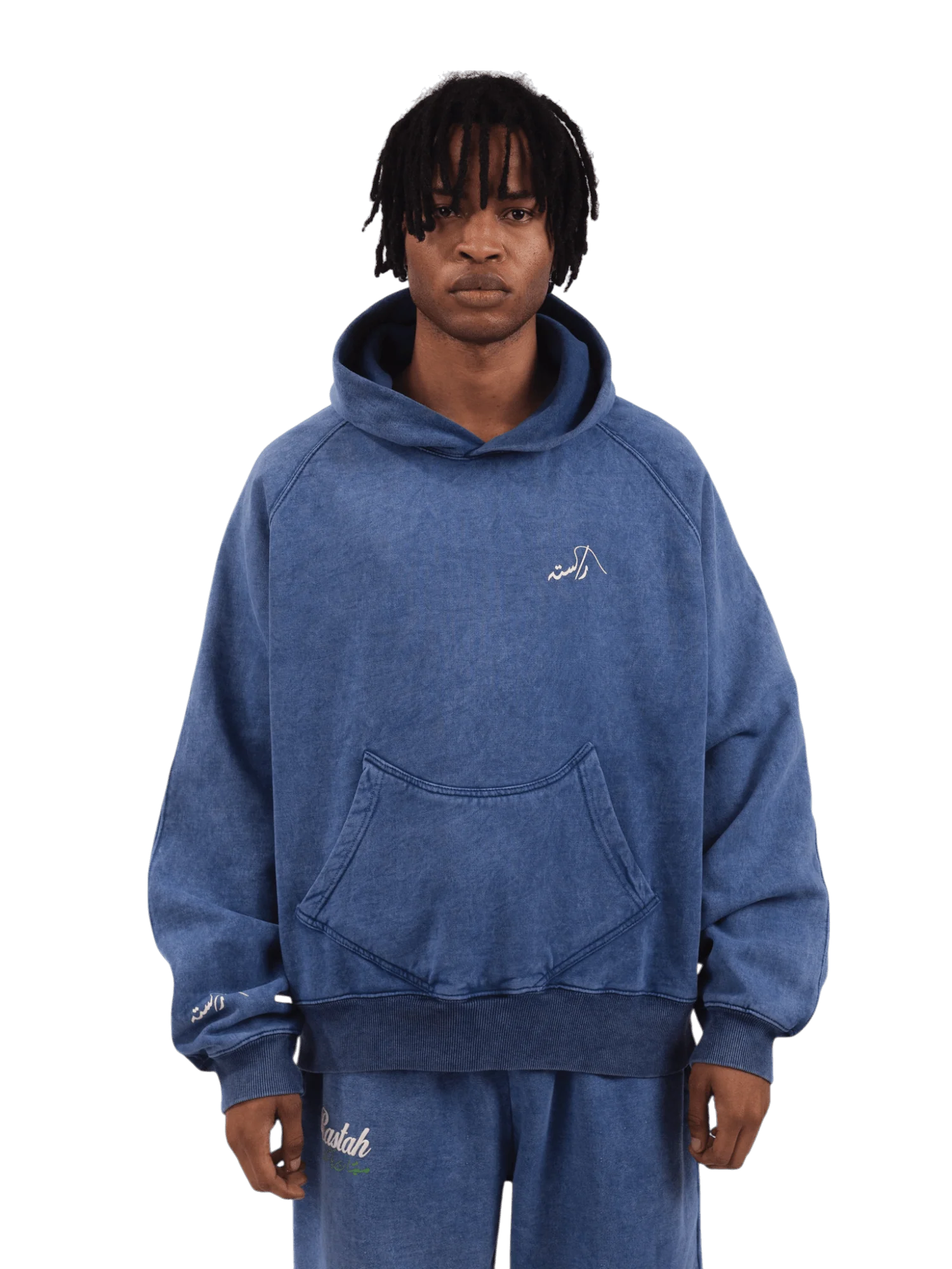 Blue acid wash made in PAK hoodie (V4) - Image 4