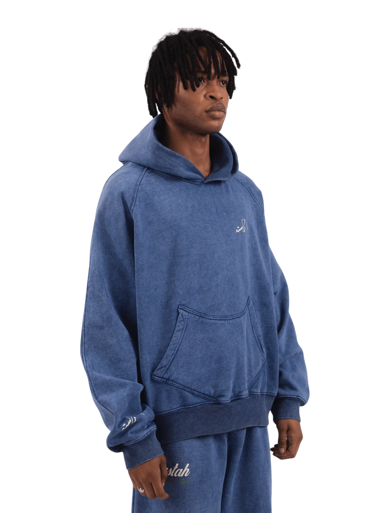 Blue acid wash made in PAK hoodie (V4) - Image 6