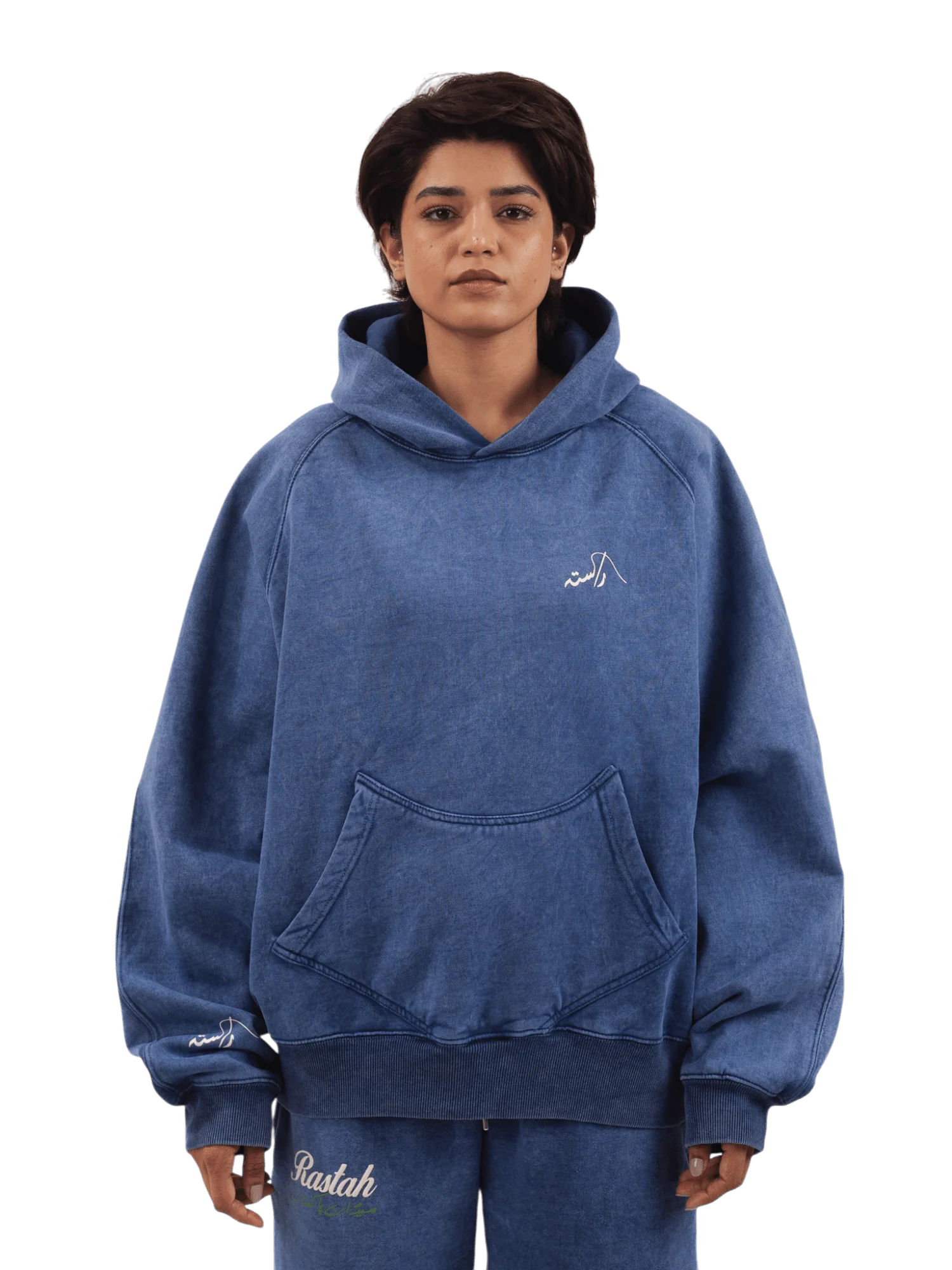 Blue acid wash made in PAK hoodie (V4) - Image 9
