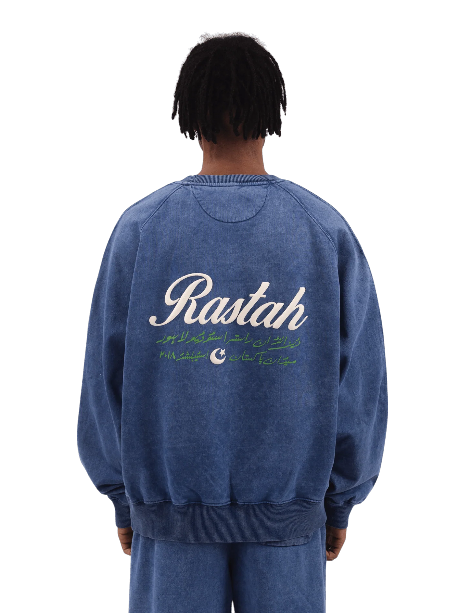 Blue acid wash made in PAK sweatshirt (V4) - Image 2