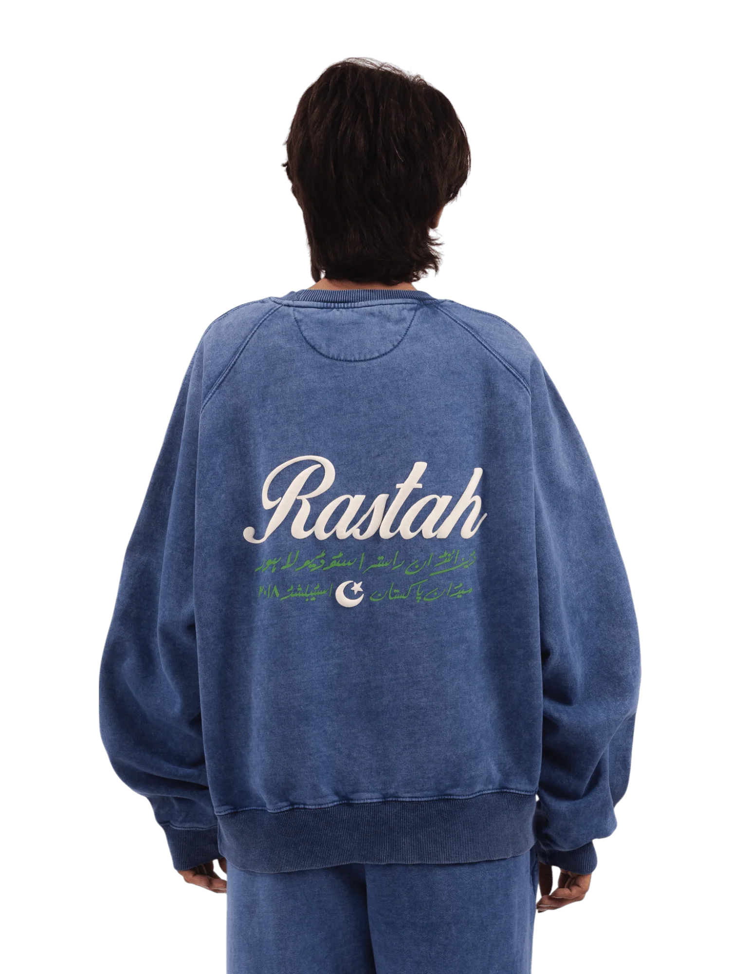 Blue acid wash made in PAK sweatshirt (V4) - Image 3