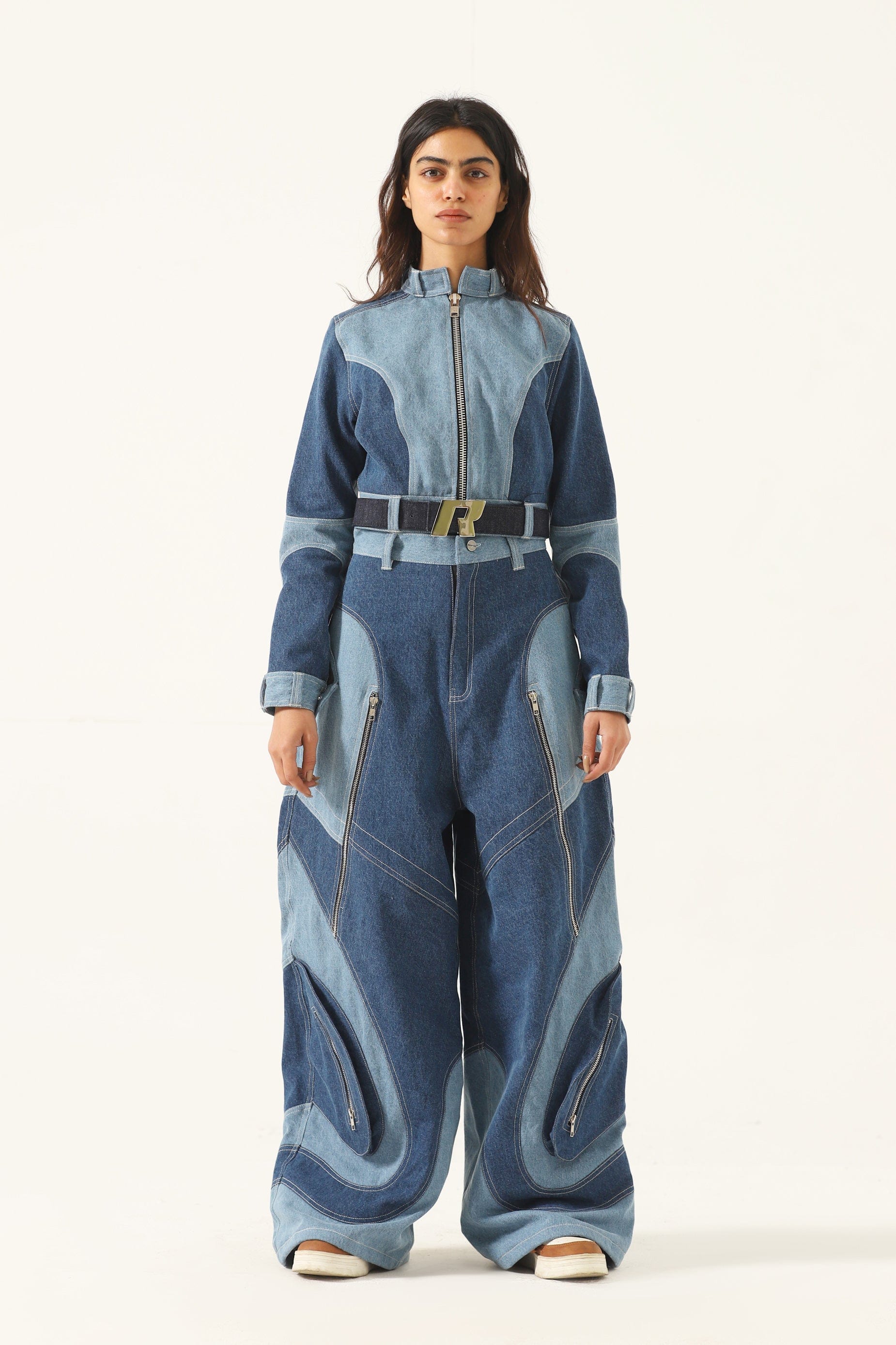Cropped racer denim jacket - Image 3
