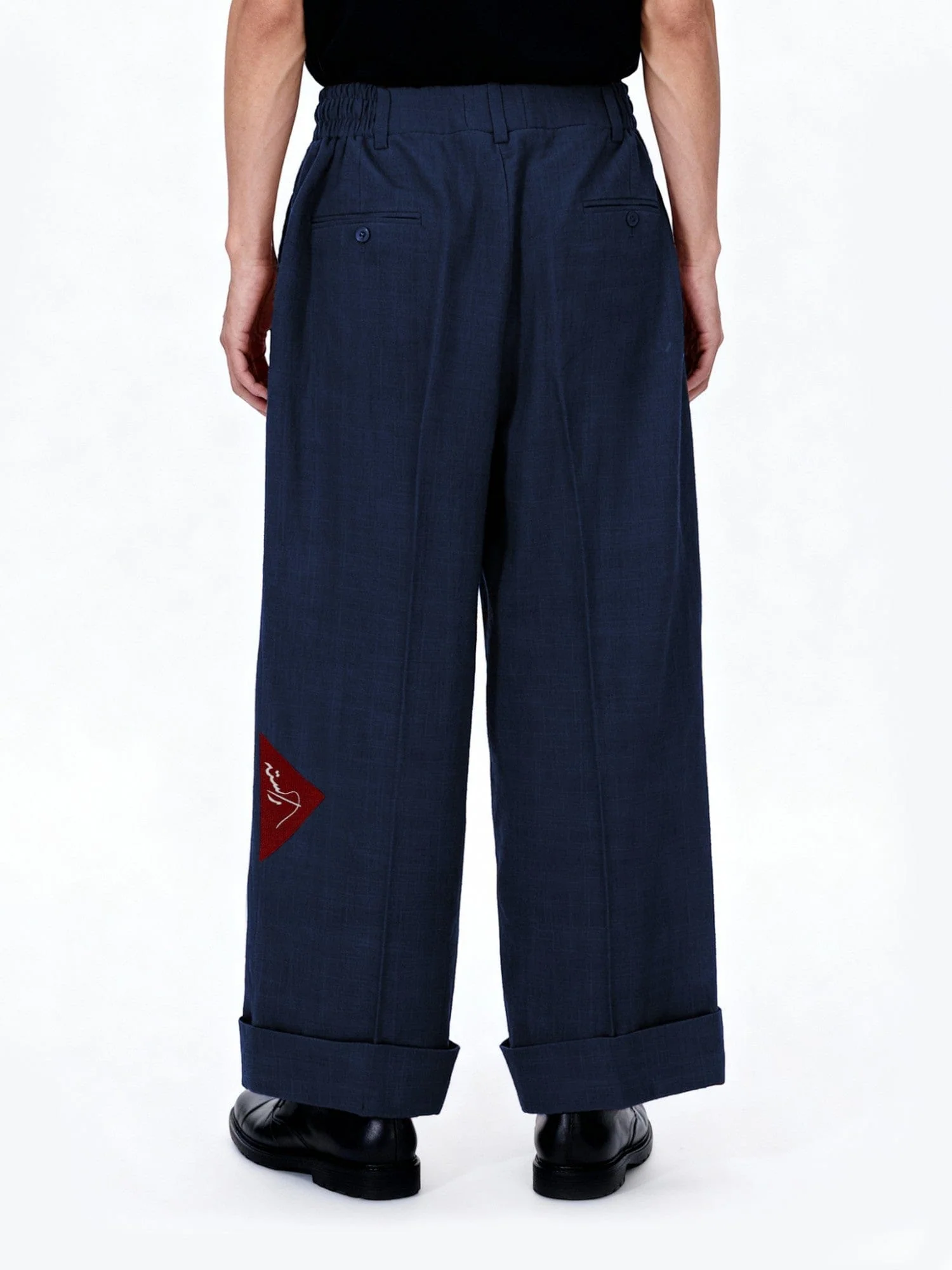 Blue double pleated khaddar trousers - Image 2