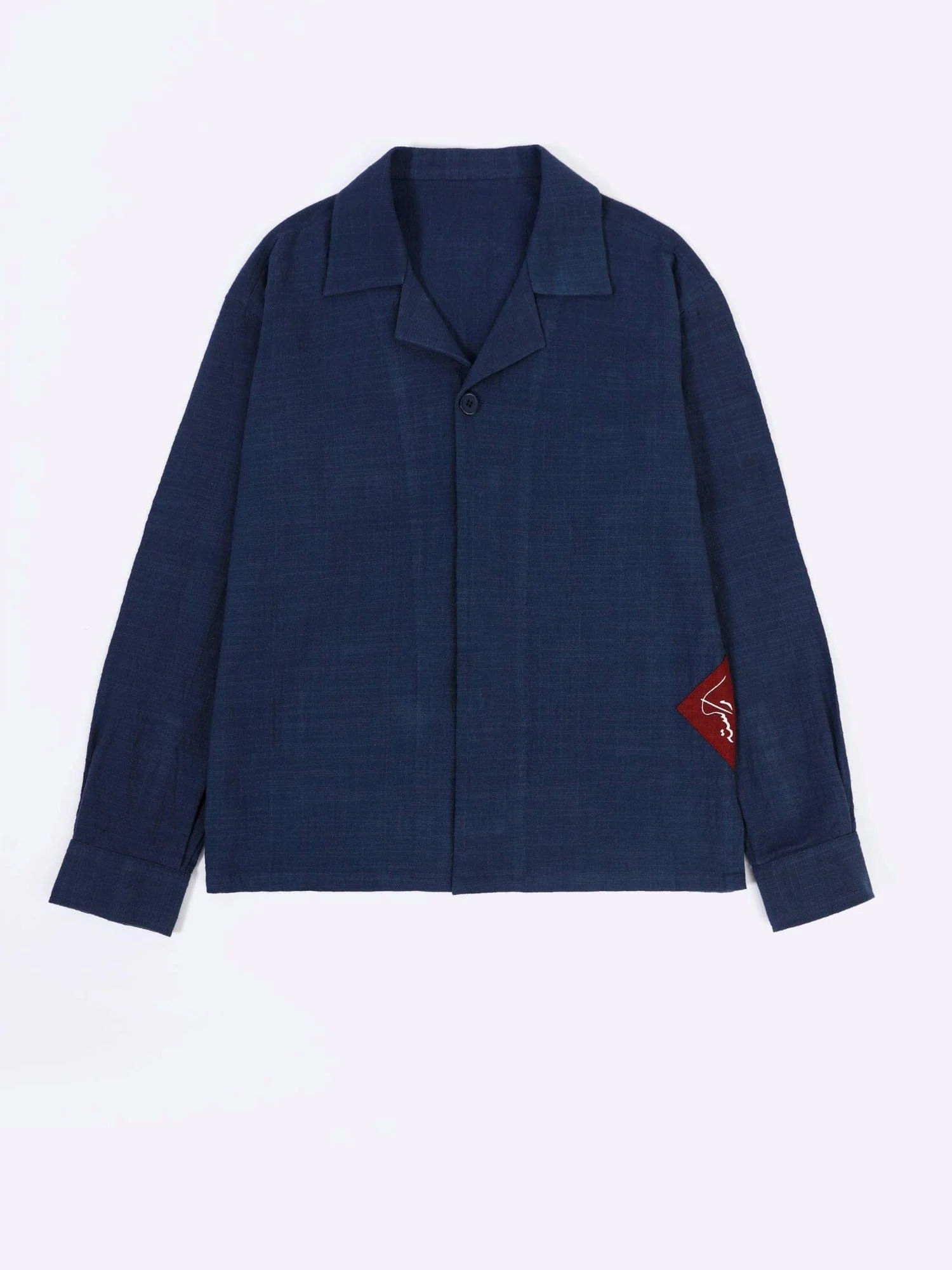 Handwoven navy button-down - Image 3