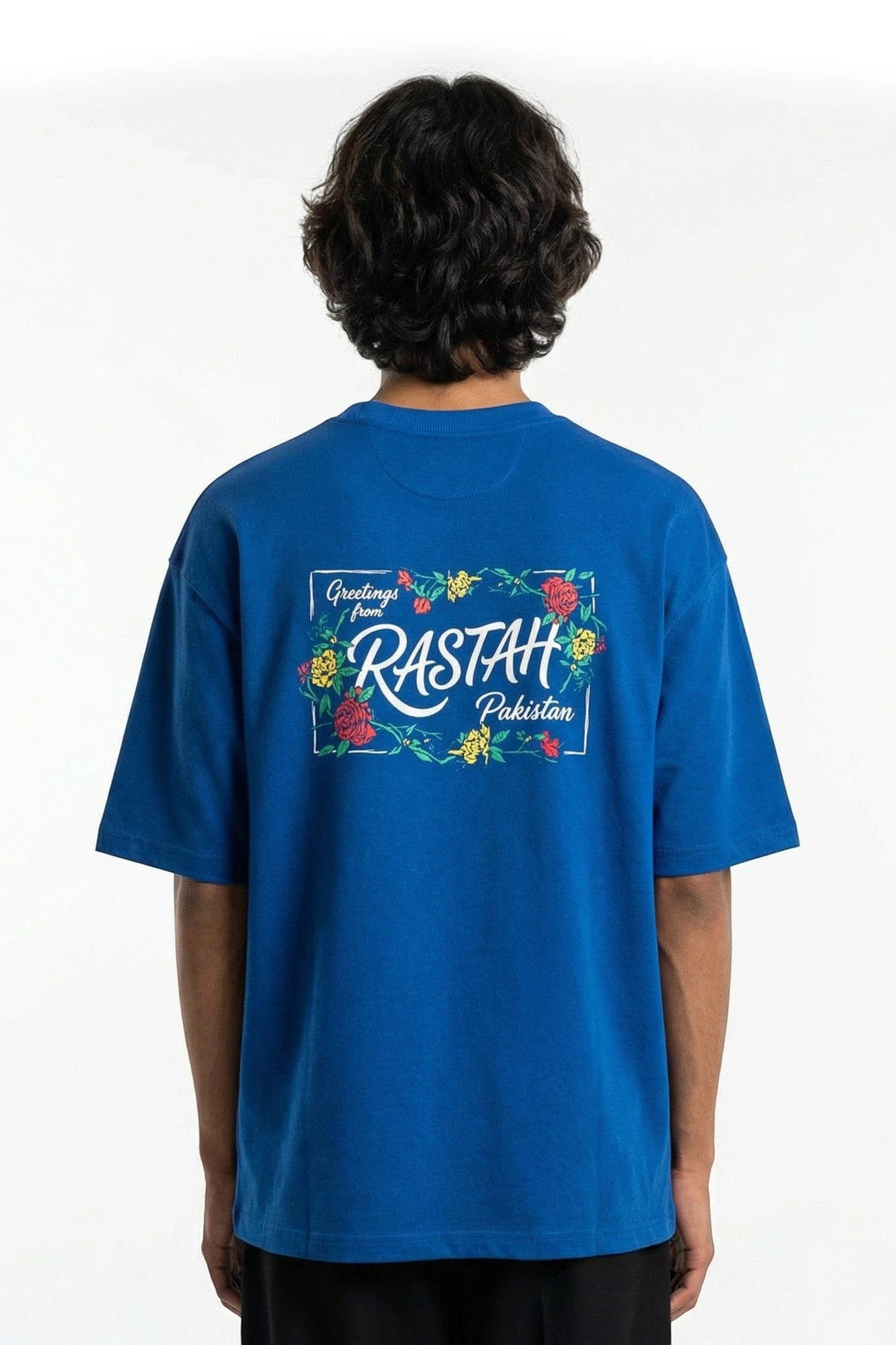 Blue postcard T-shirt - Image 2