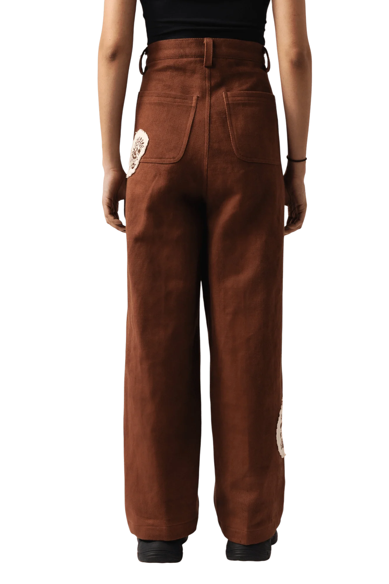 Brown block print denim pants - Image 13