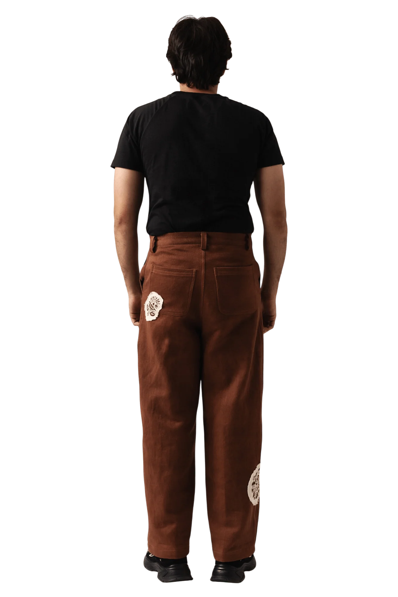 Brown block print denim pants - Image 9