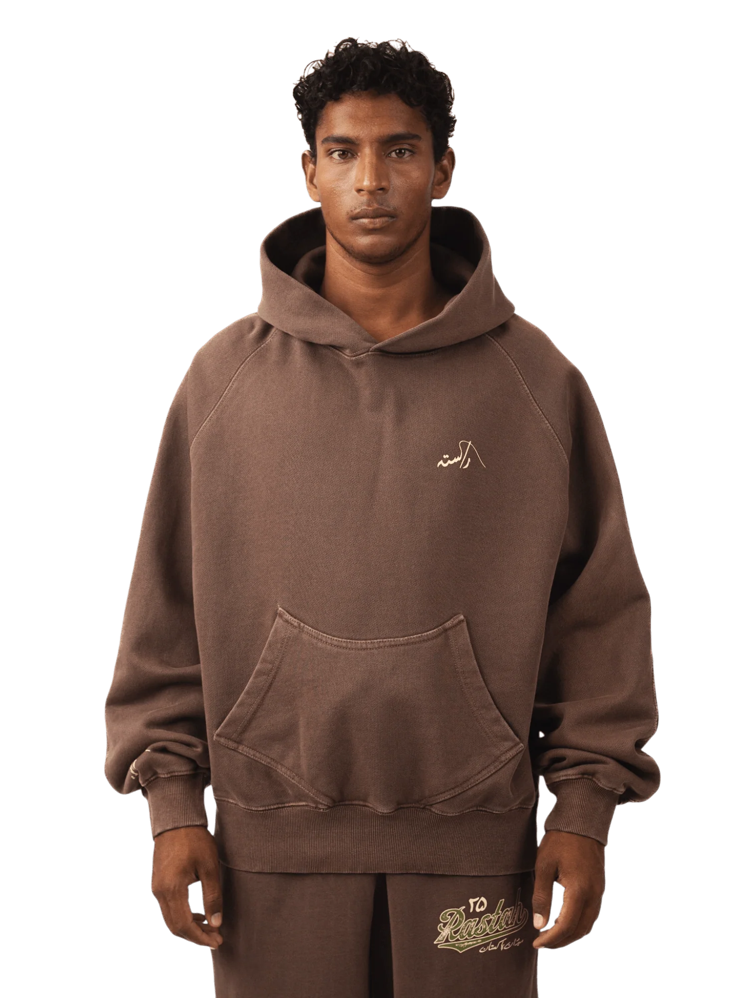 Brown sand wash made in PAK hoodie (V5) - Image 2