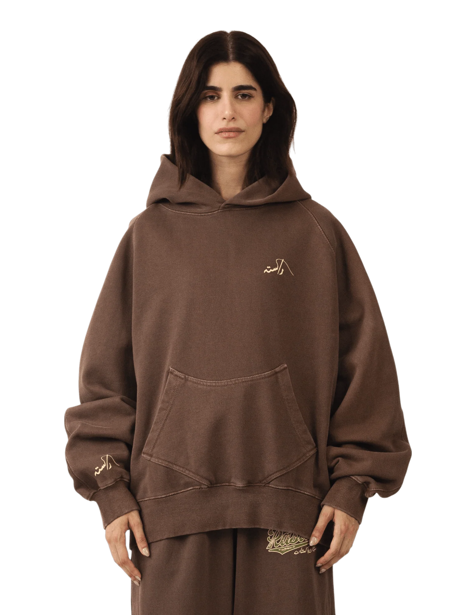 Brown sand wash made in PAK hoodie (V5) - Image 8