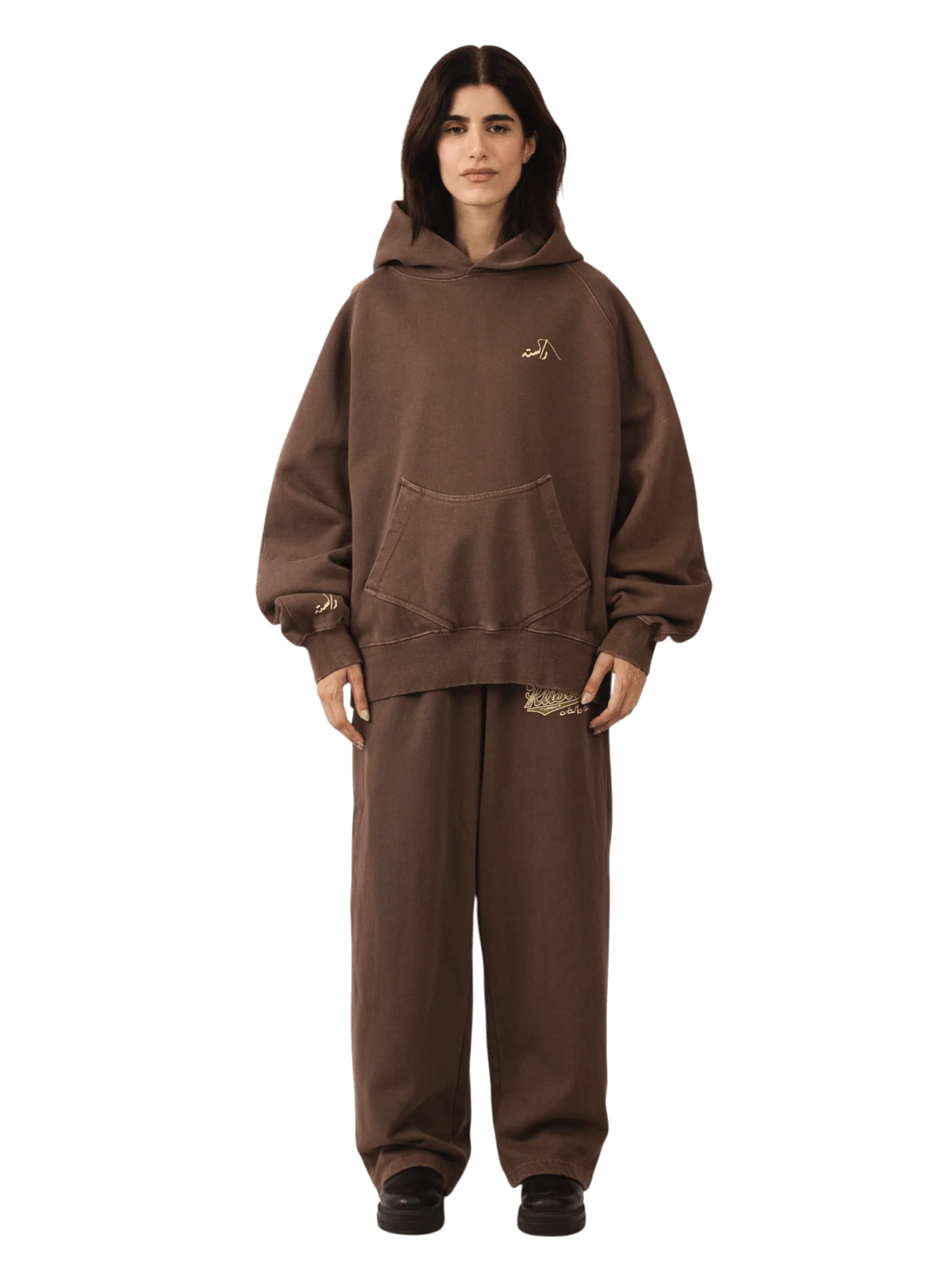 Brown sand wash made in PAK hoodie (V5) - Image 9