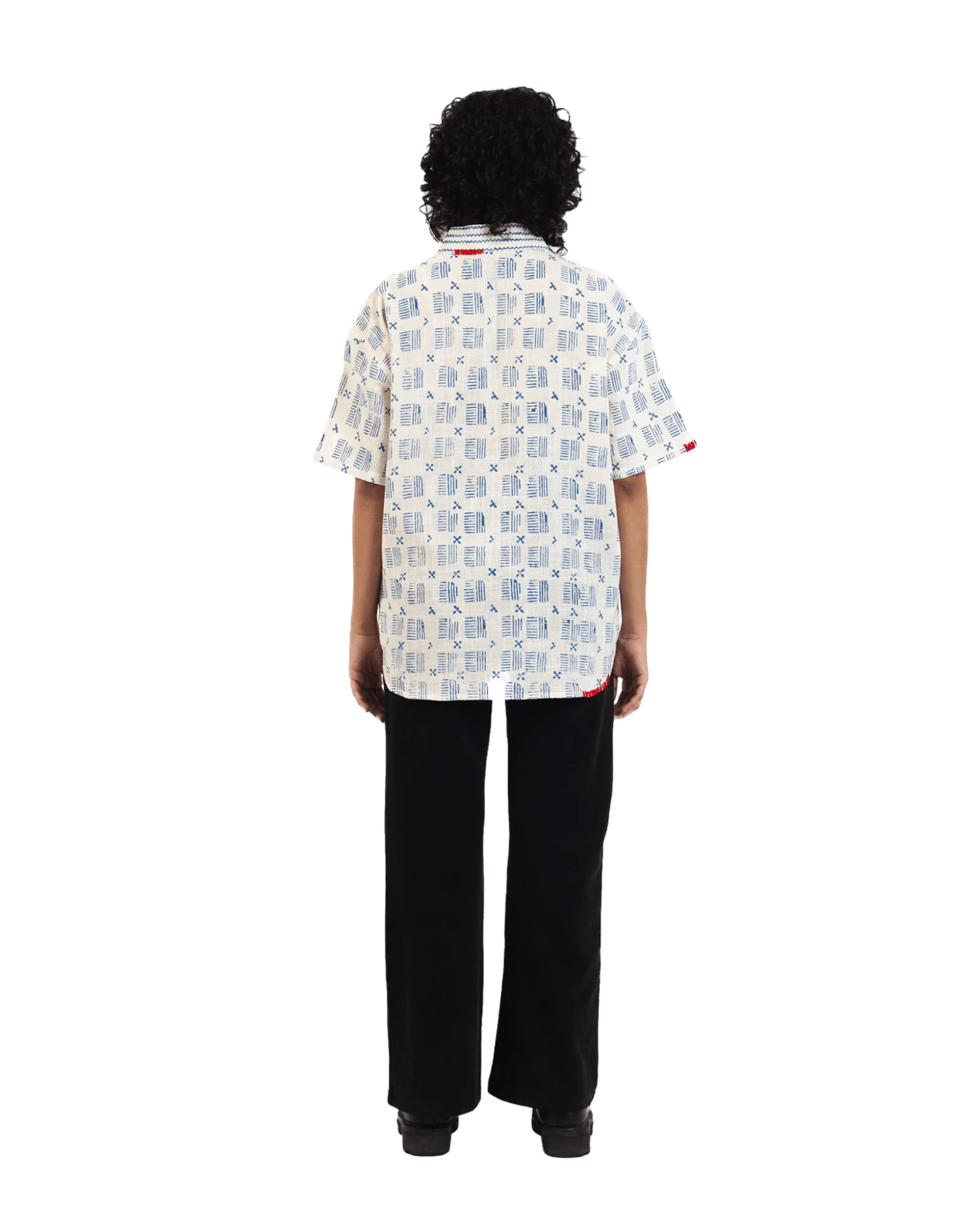 "Azure echo" handwoven and handblockprinted polo - Image 12