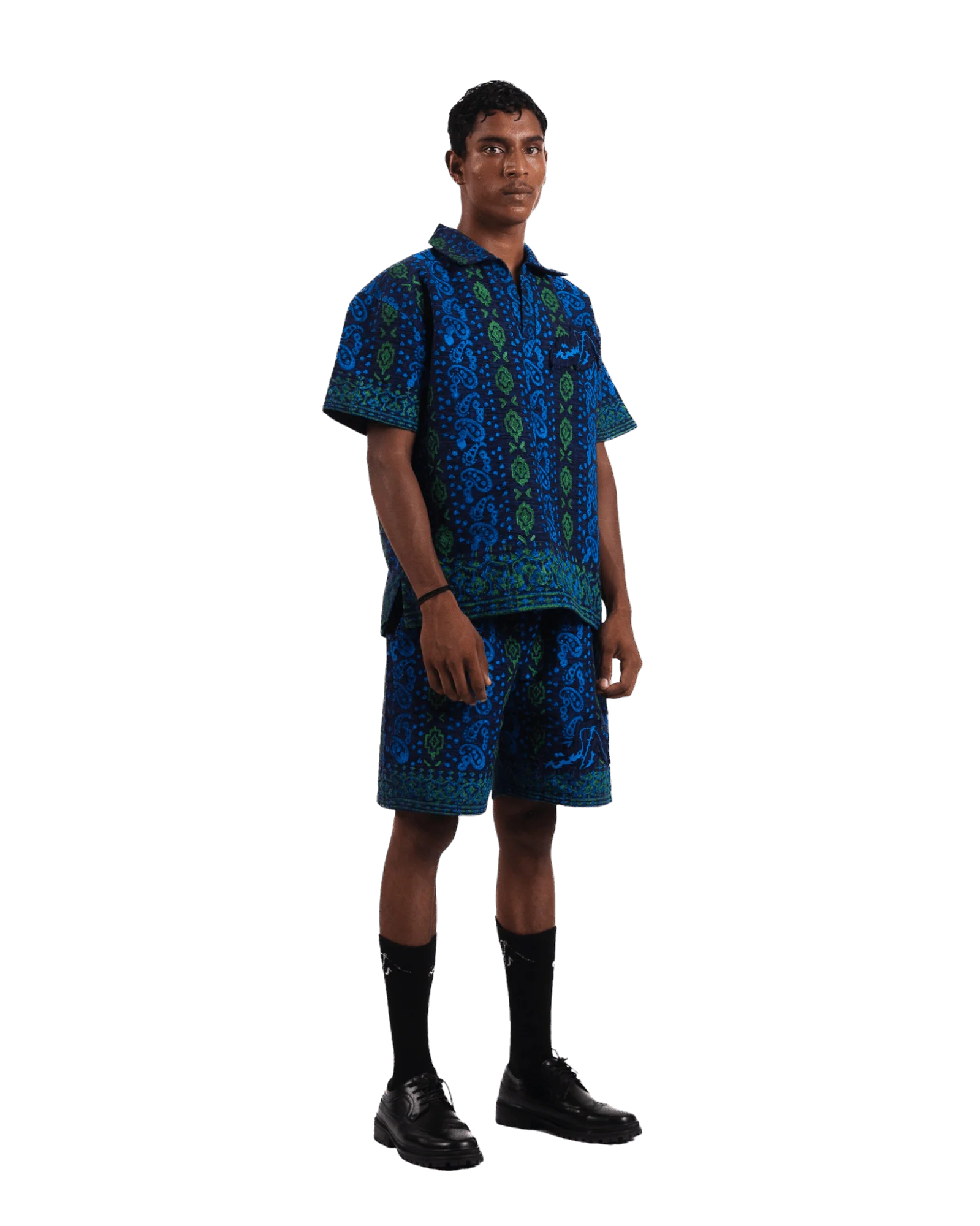 "Nocturnal paisley" handwoven cotton button-down - Image 5