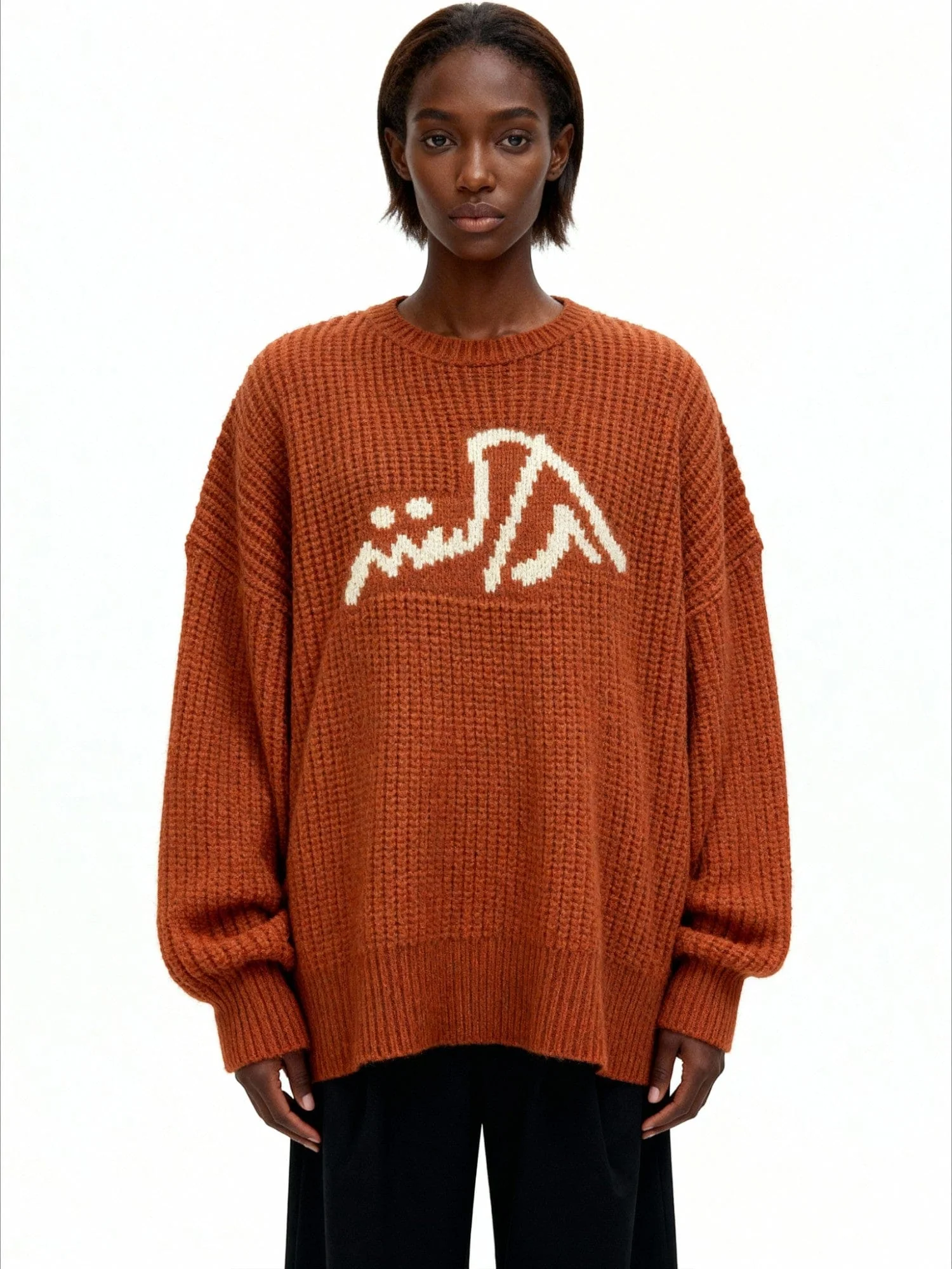 Cognac chunky knit logo sweater - Image 7