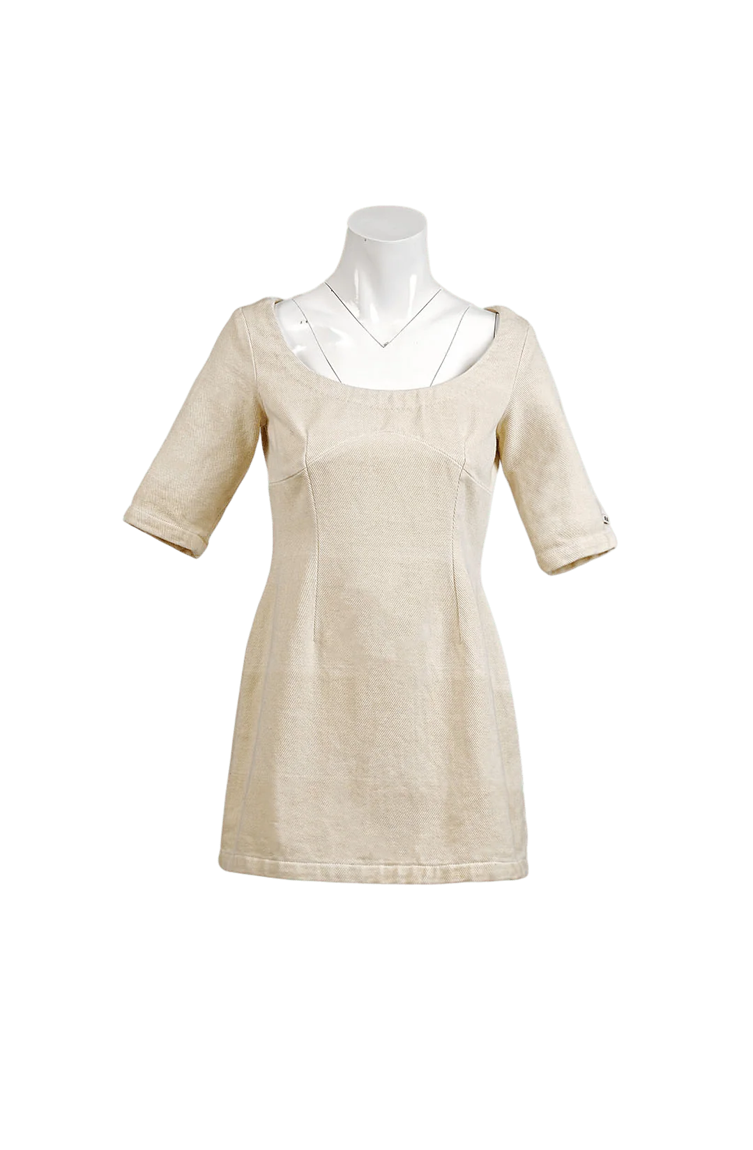 Cream denim curve dress