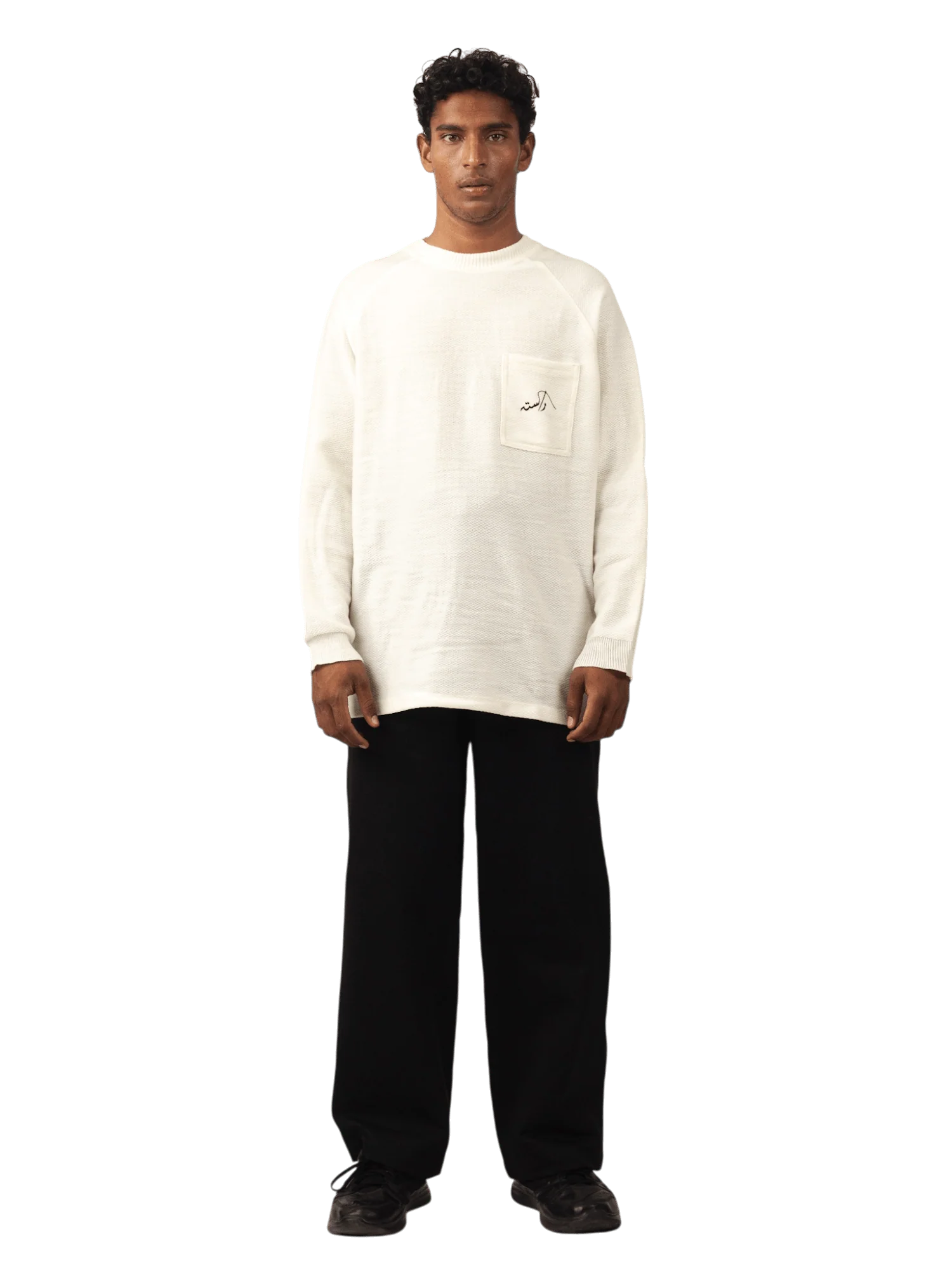 Cream jacquard raglan full-sleeve shirt (V5) - Image 2