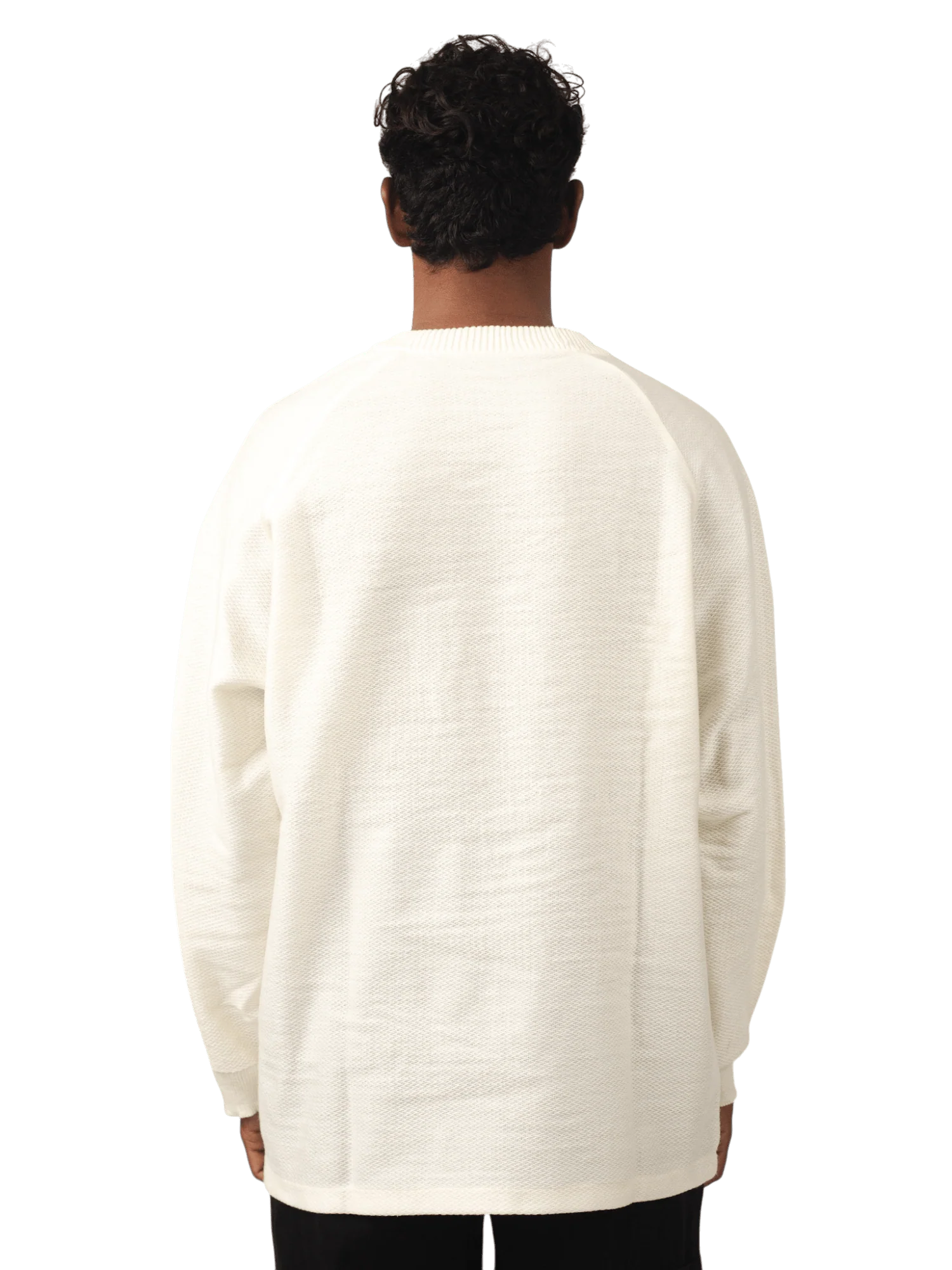 Cream jacquard raglan full-sleeve shirt (V5) - Image 5