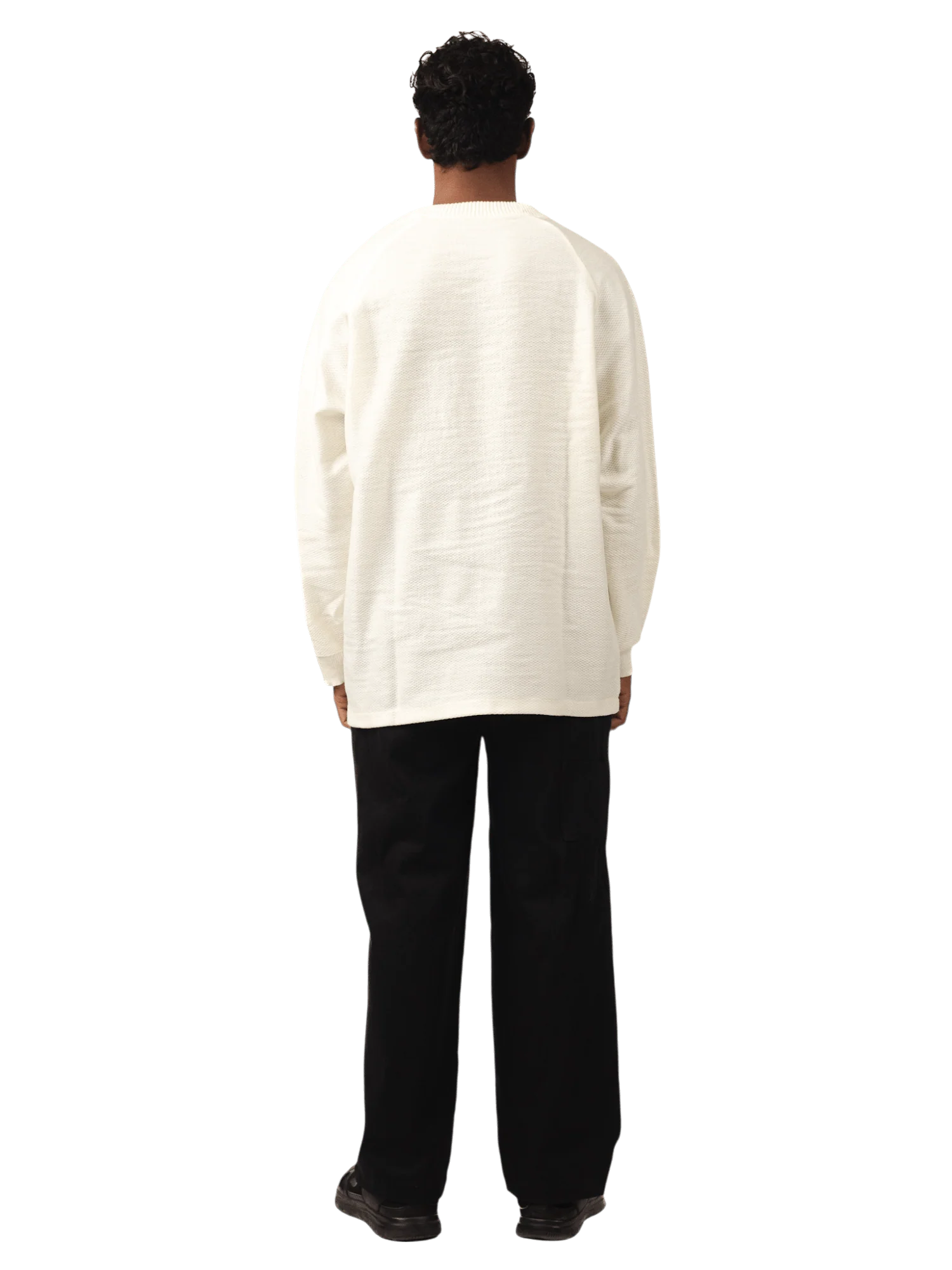 Cream jacquard raglan full-sleeve shirt (V5) - Image 6