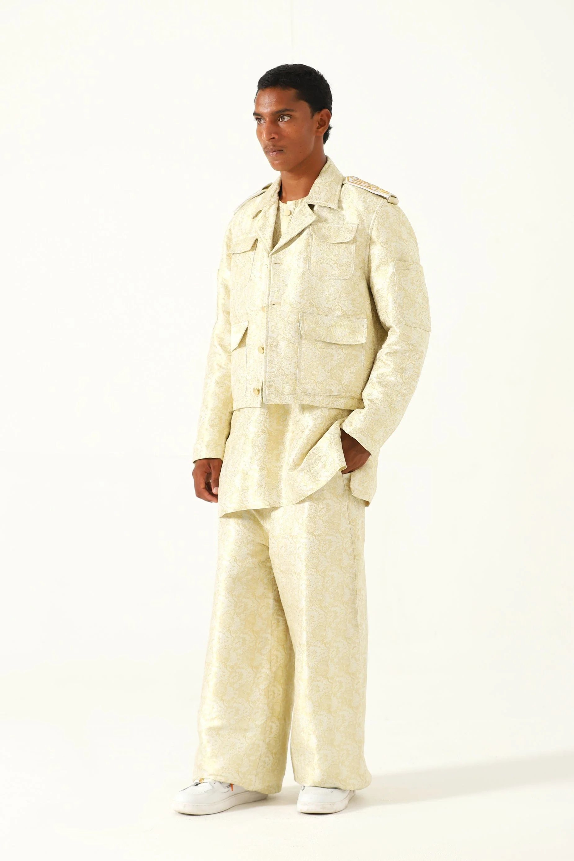 Creme silk brocade jacket