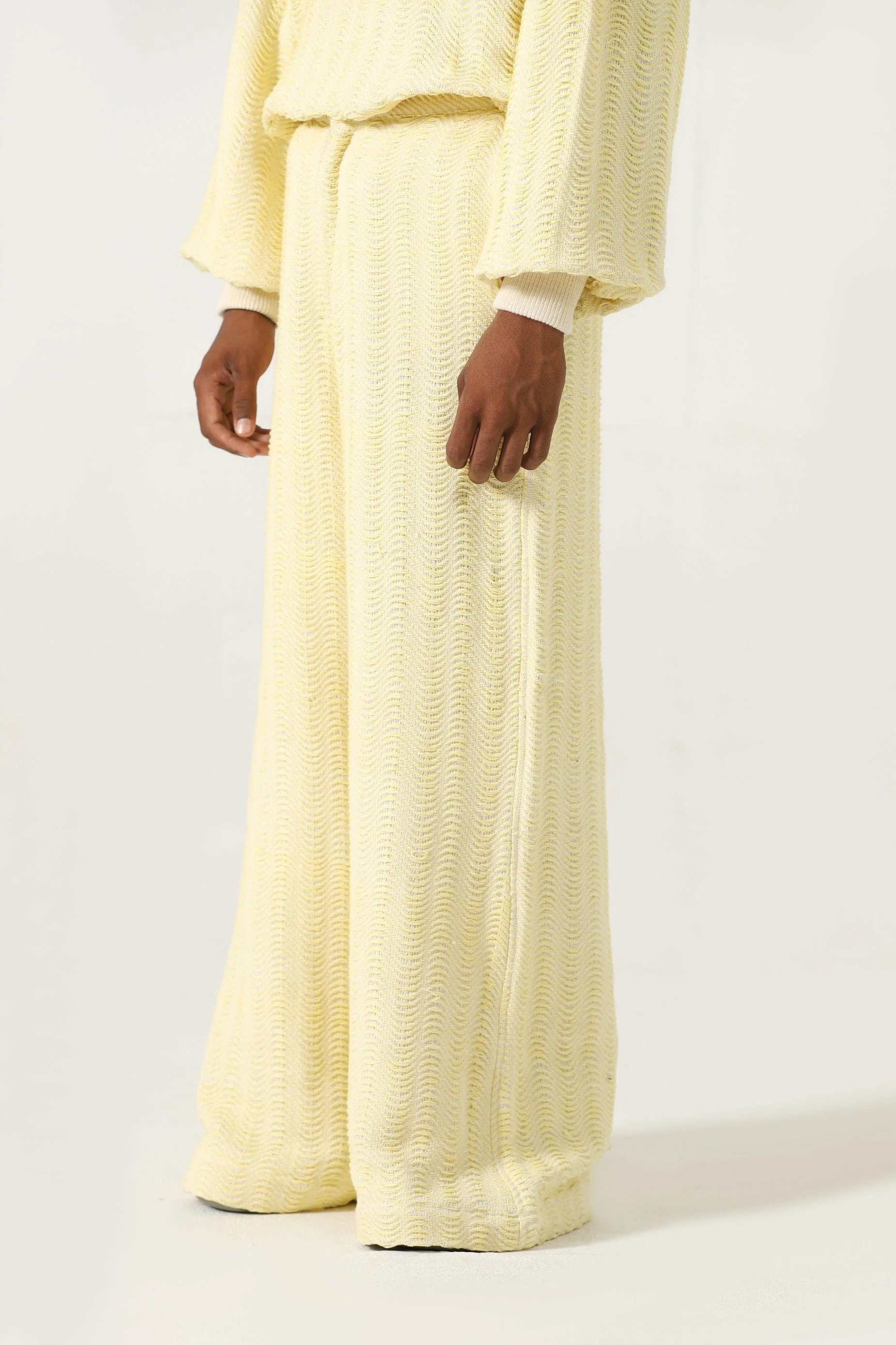 Handwoven flared dobby trousers - Image 7
